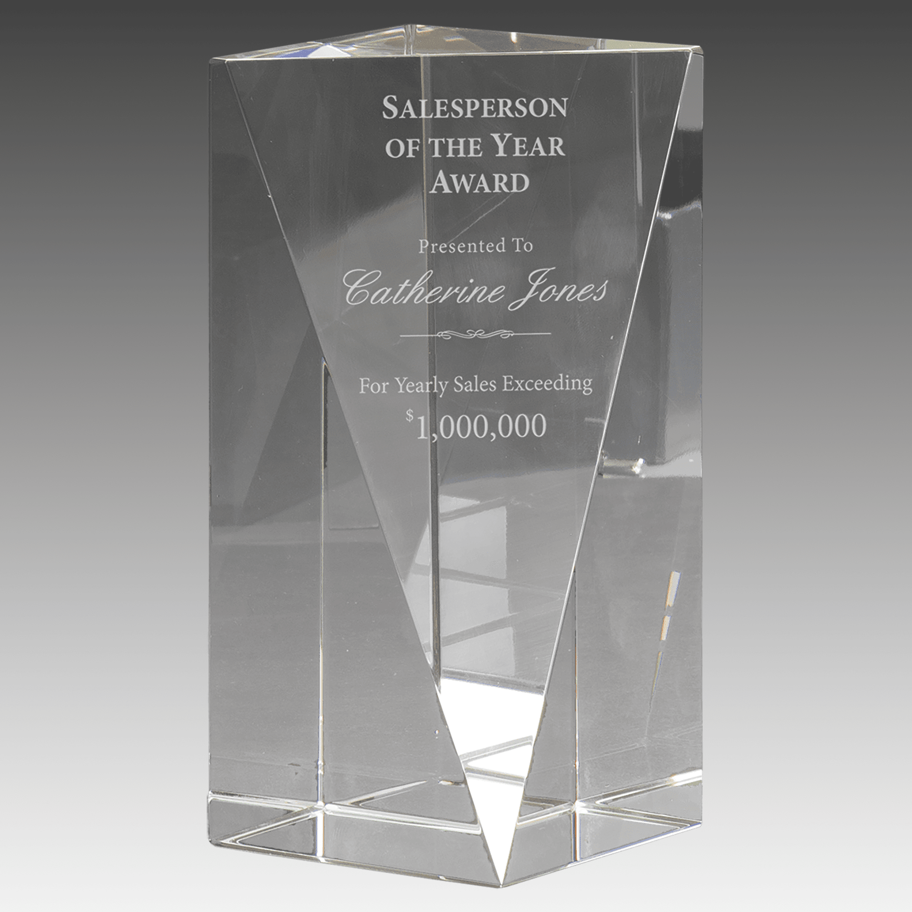 6" Crystal Triangle Front Pillar