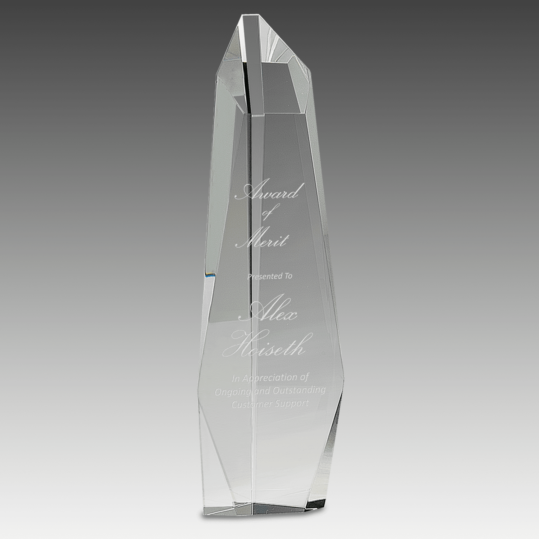 12" Clear Crystal Facet Slant-Top Tower