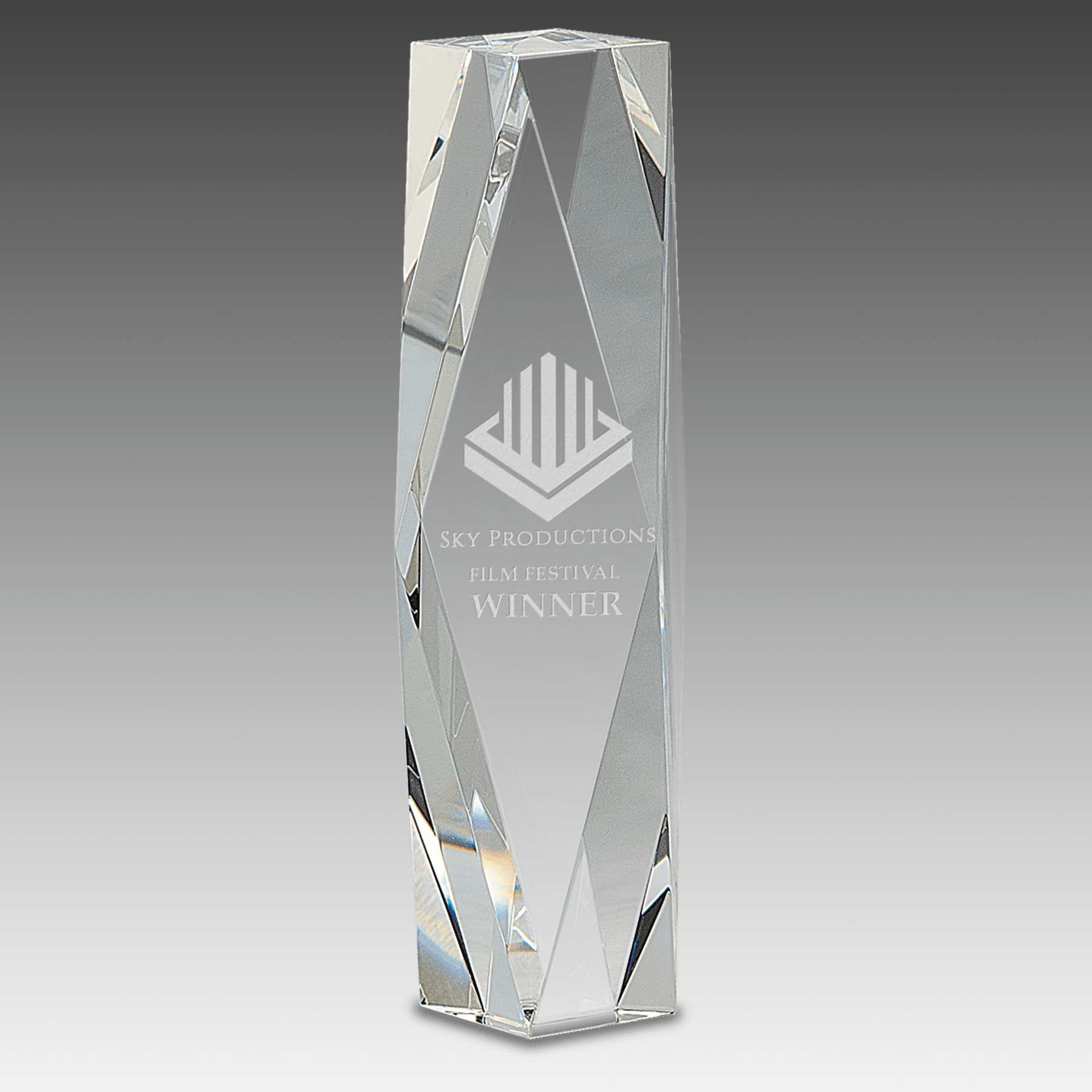 10" Clear Crystal Facet Tower