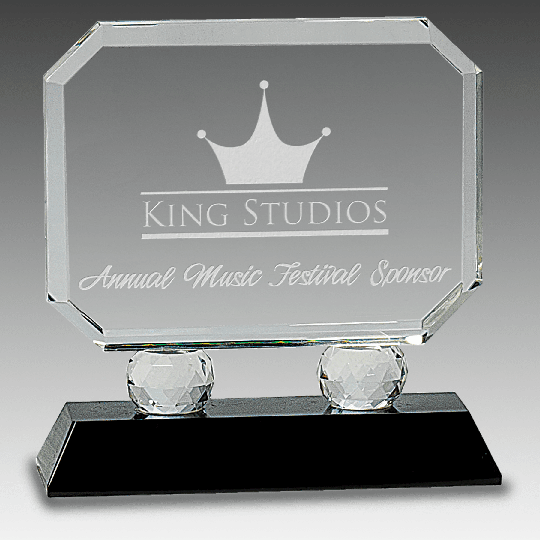 6" Rectangle Crystal on Black Pedestal Base