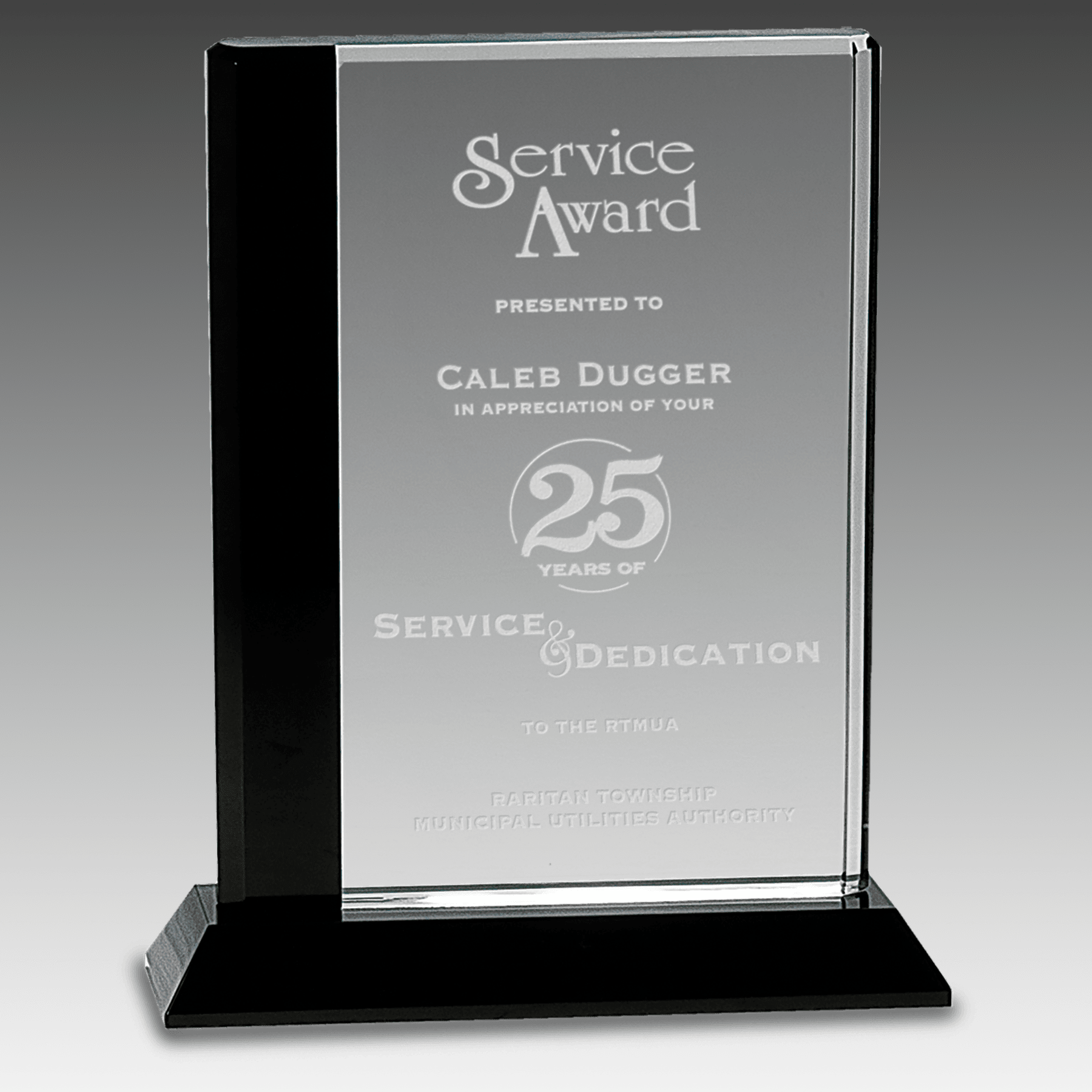 6.5" x 8" Black Edge Crystal on Black Base