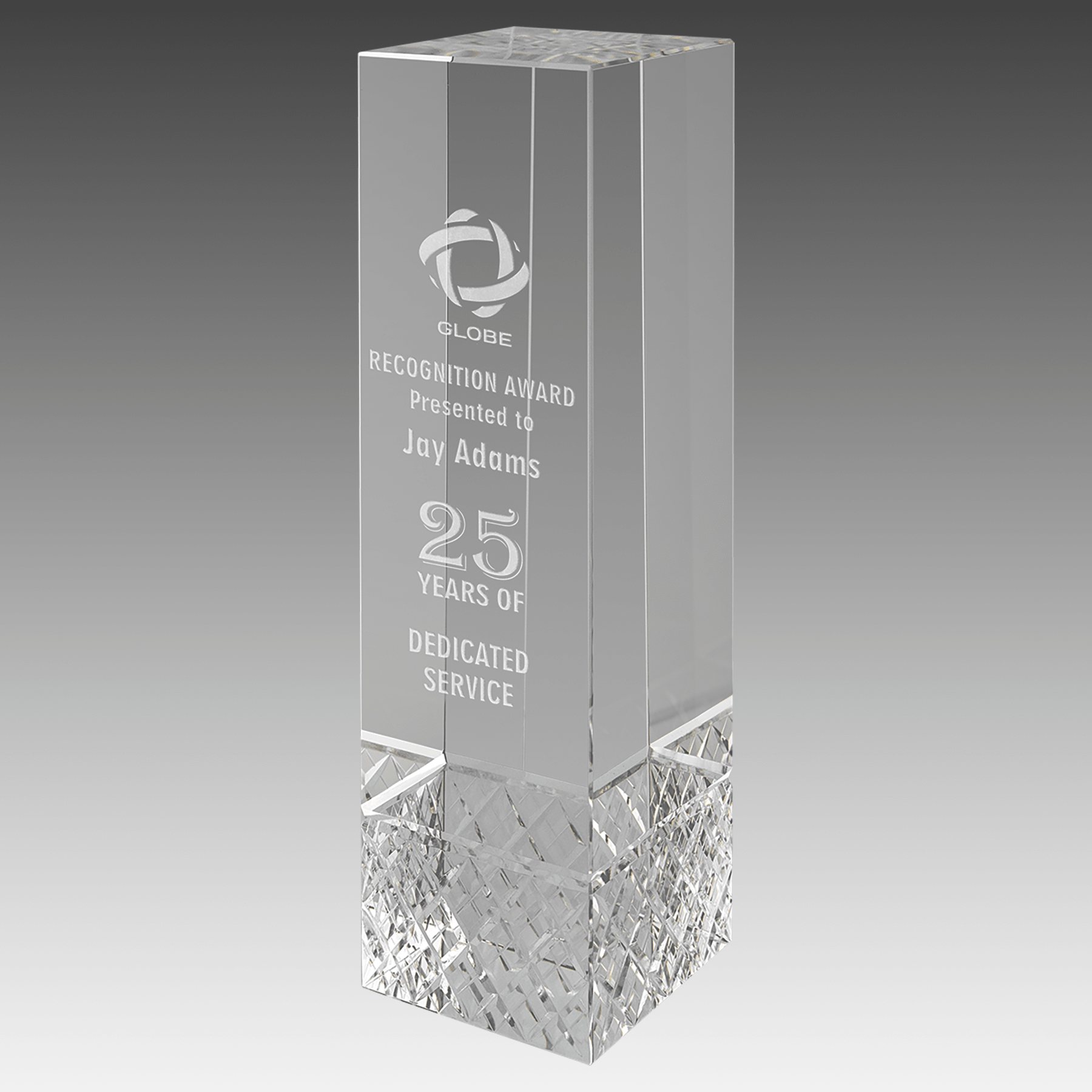 8.75" Crystal Rectangle with Jewel Base