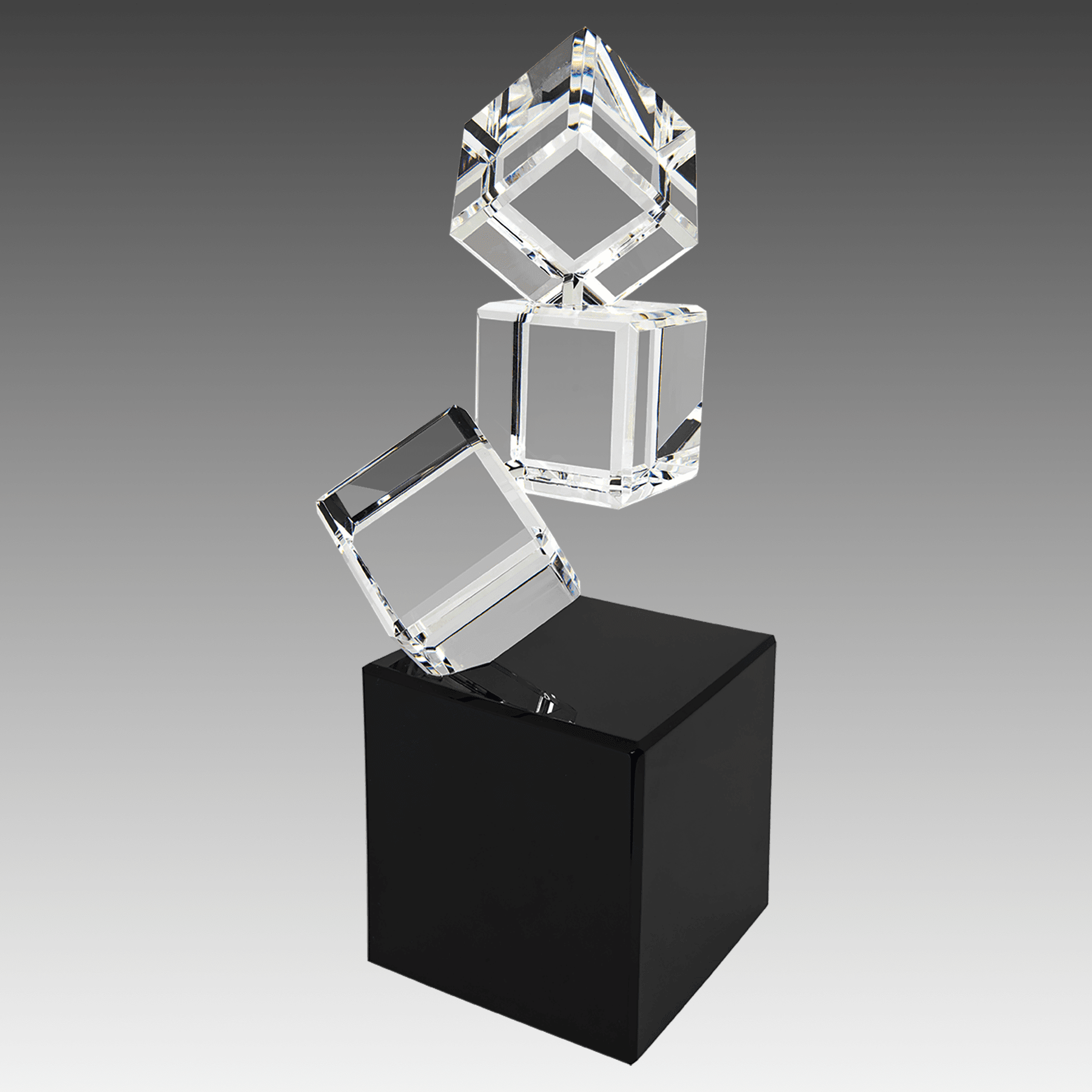 8" Triple Crystal Blocks on a Black Base