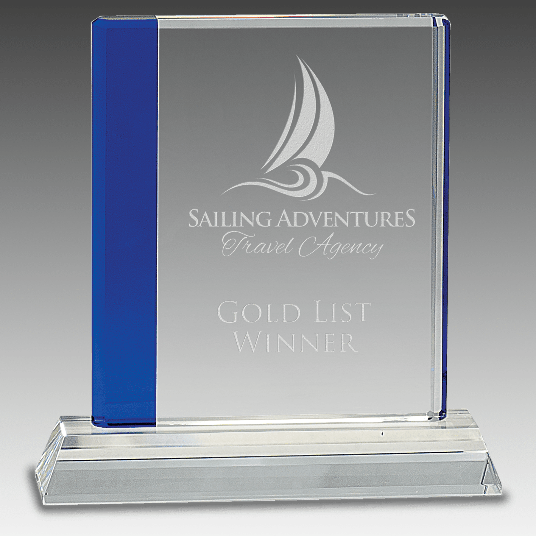 7.25" Blue Edge Crystal on Clear Base