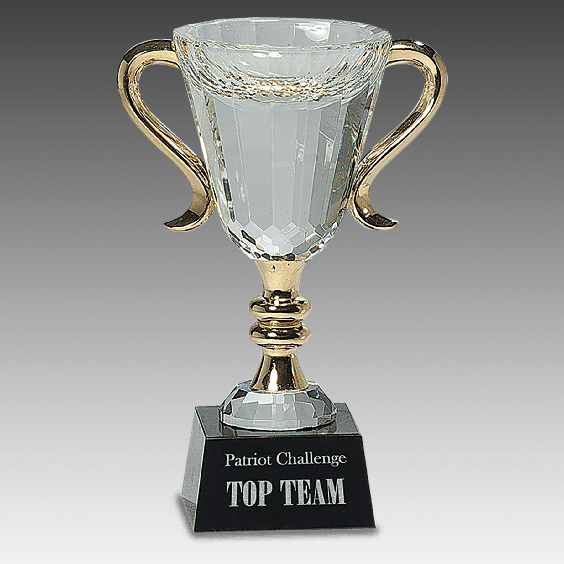7.25" Crystal Cup with Gold Handles and Stem