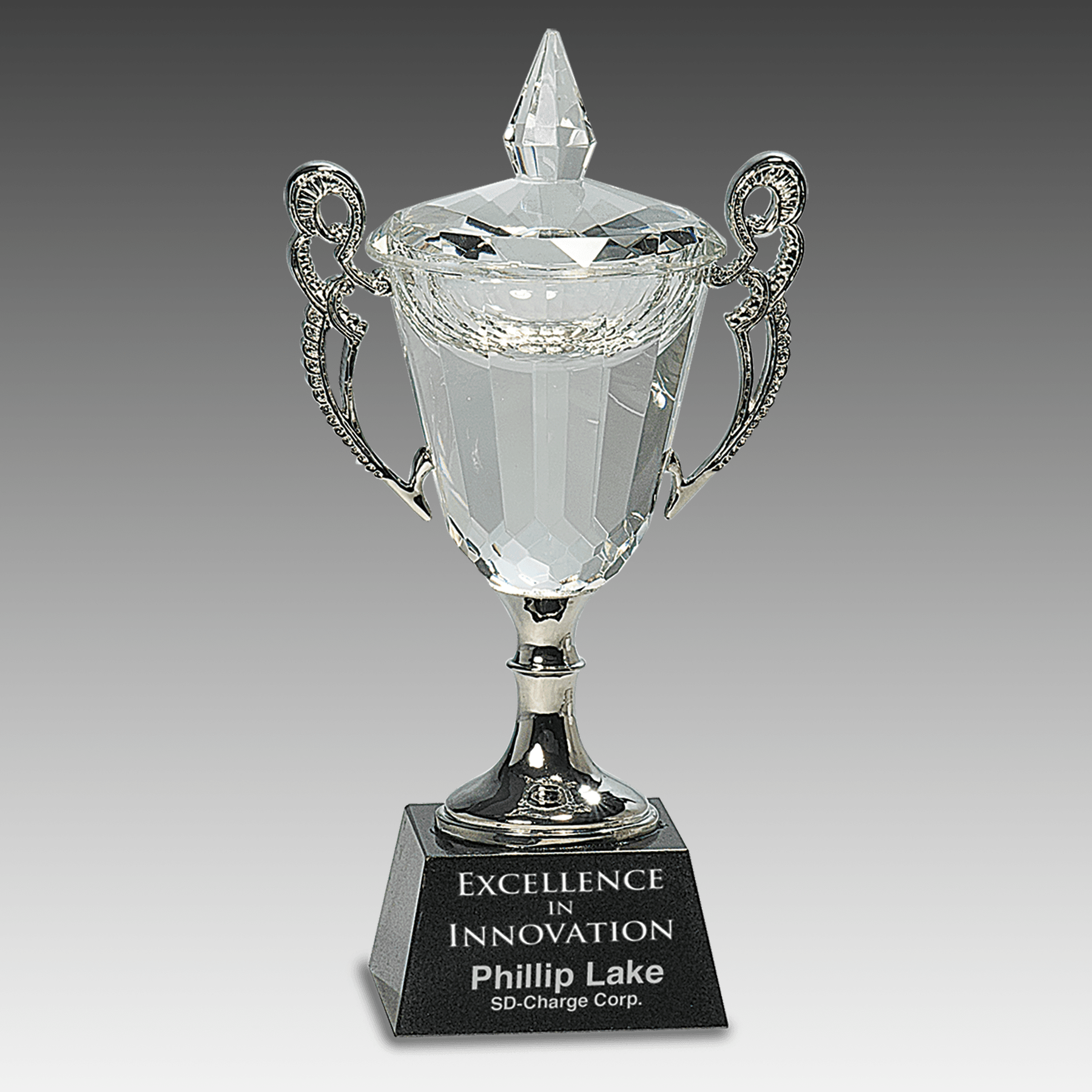 8" Crystal Cup with Silver Handles and Stem