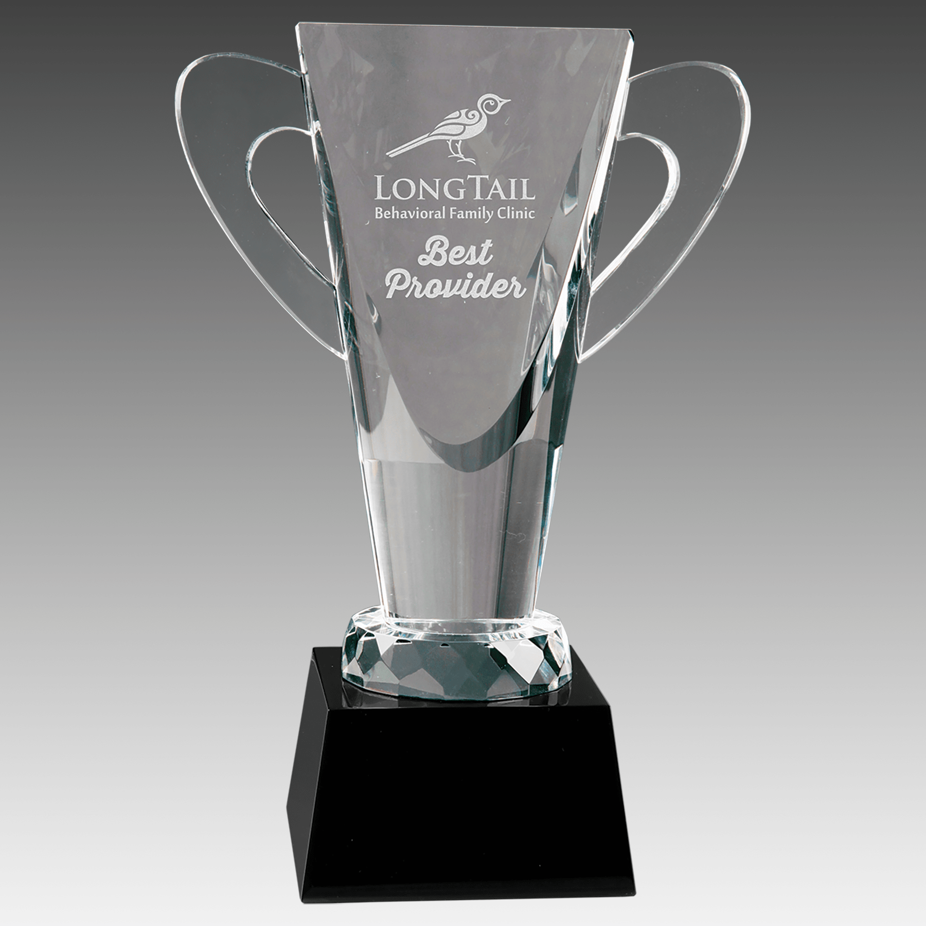 9" Crystal Cup on Black Pedestal Base