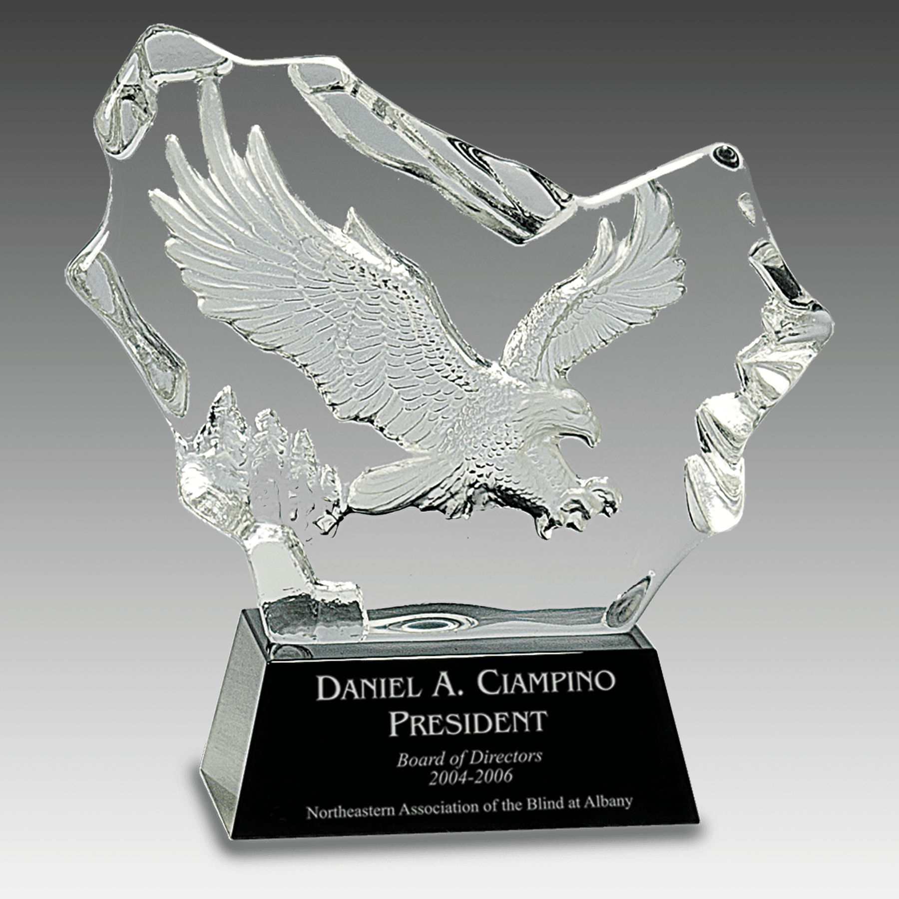 7" Crystal Carved Eagle on Black Base