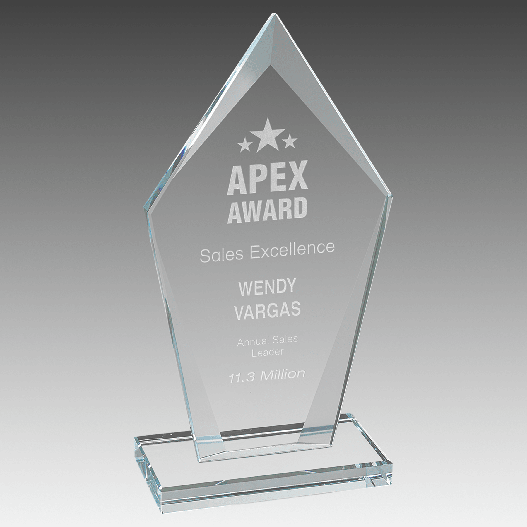 6.75" Diamond Clear Glass Award