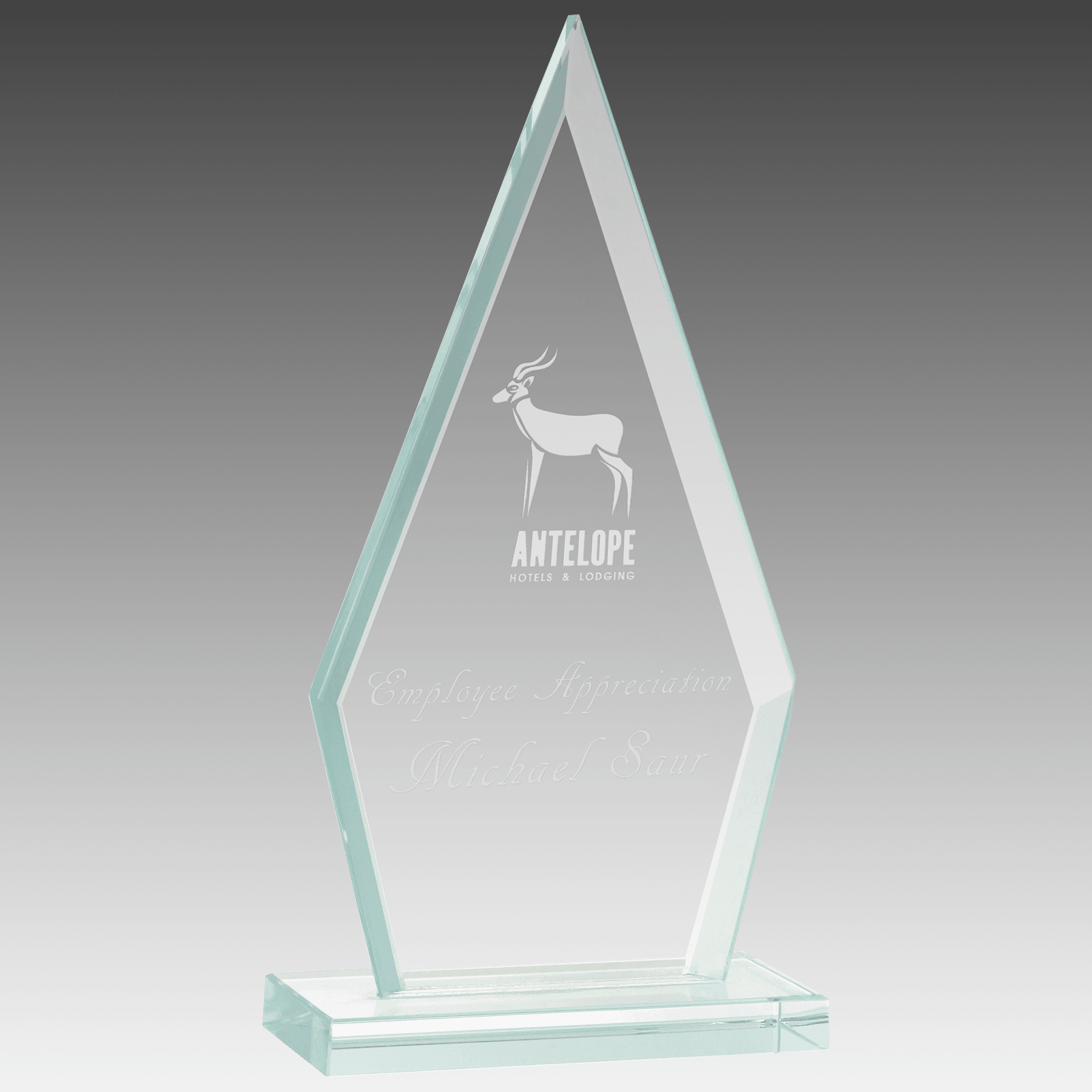 7.5" Triangle Jade Glass Award