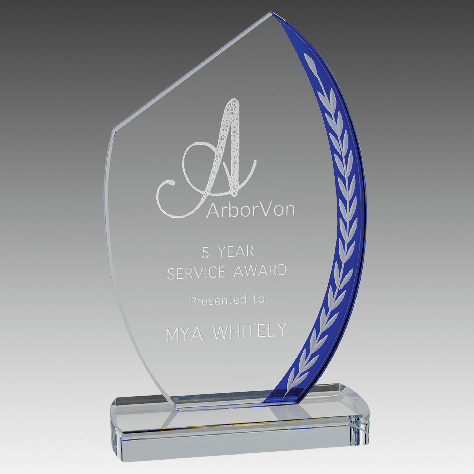 9.5" Blue Slant Oval Edge Glass