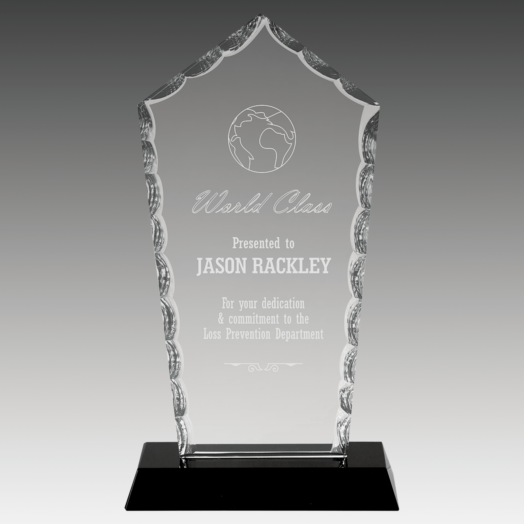 7.75" Diamond Facet Glass on Black Base