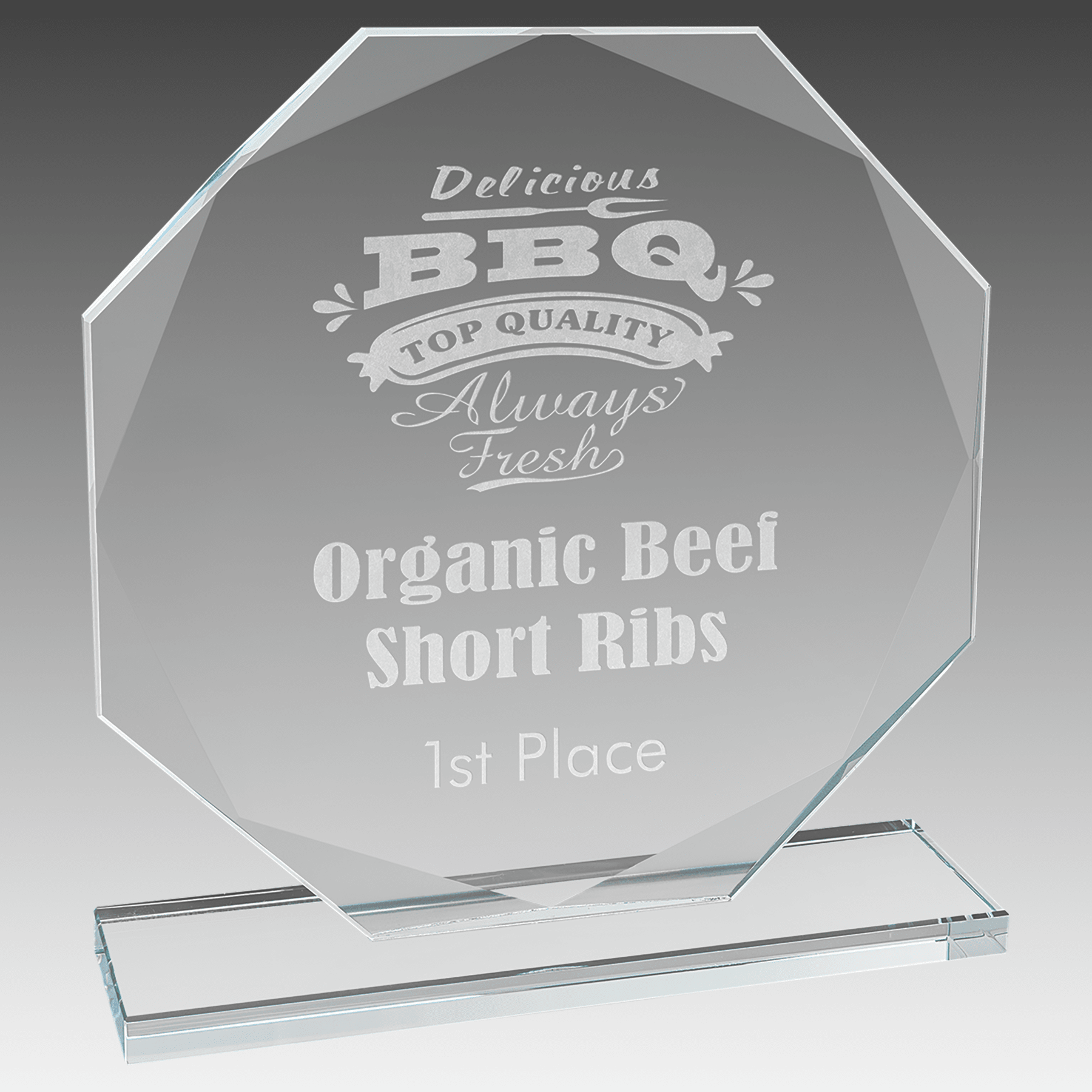 7.5" Octagon Clear Glass Award
