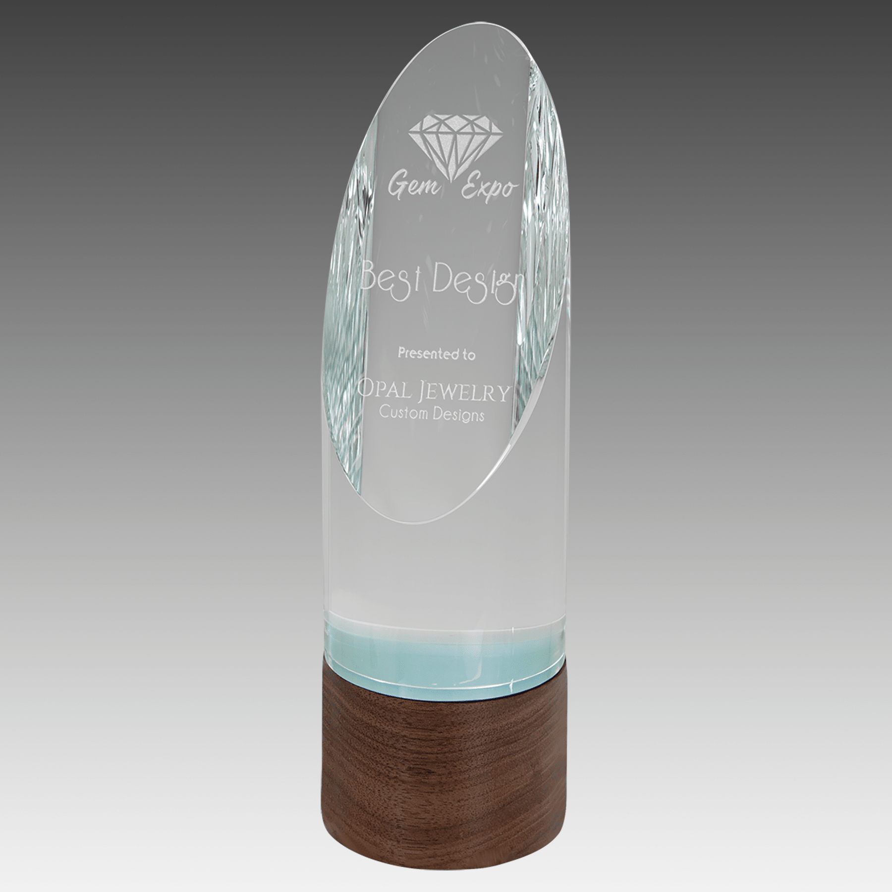 9" Cylinder Sierra Glass with Walnut Base