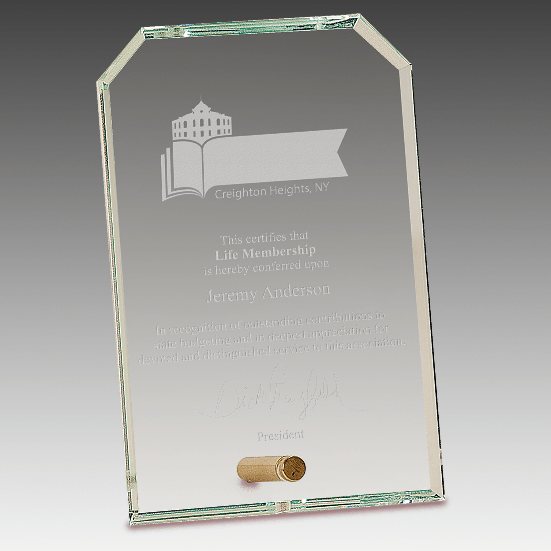 4" x 6" Clear Clipped Corners Rectangle CrystalEdge Glass