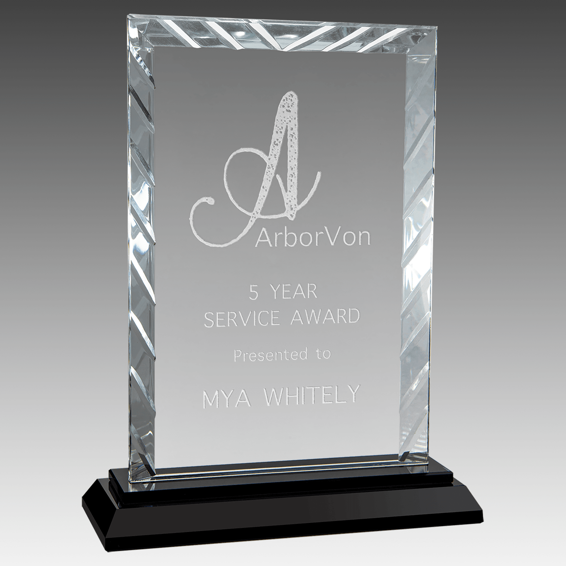8" Rectangle Accent Glass on Black Base