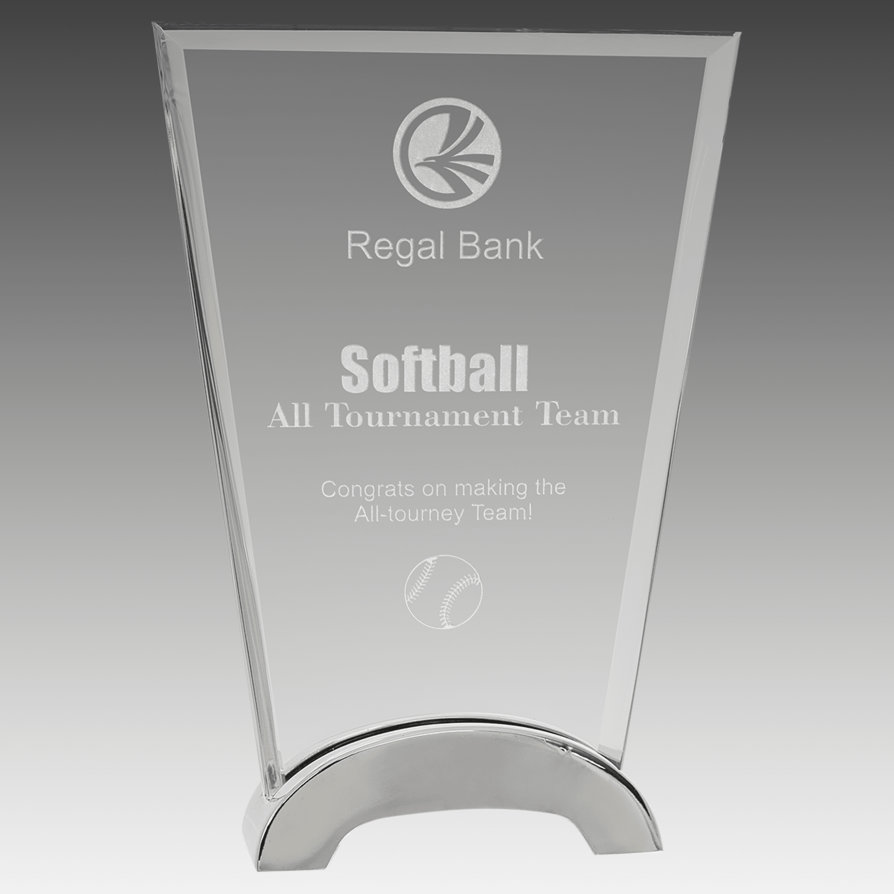 7.5" Fan Platinum Glass with Arch Metal Base