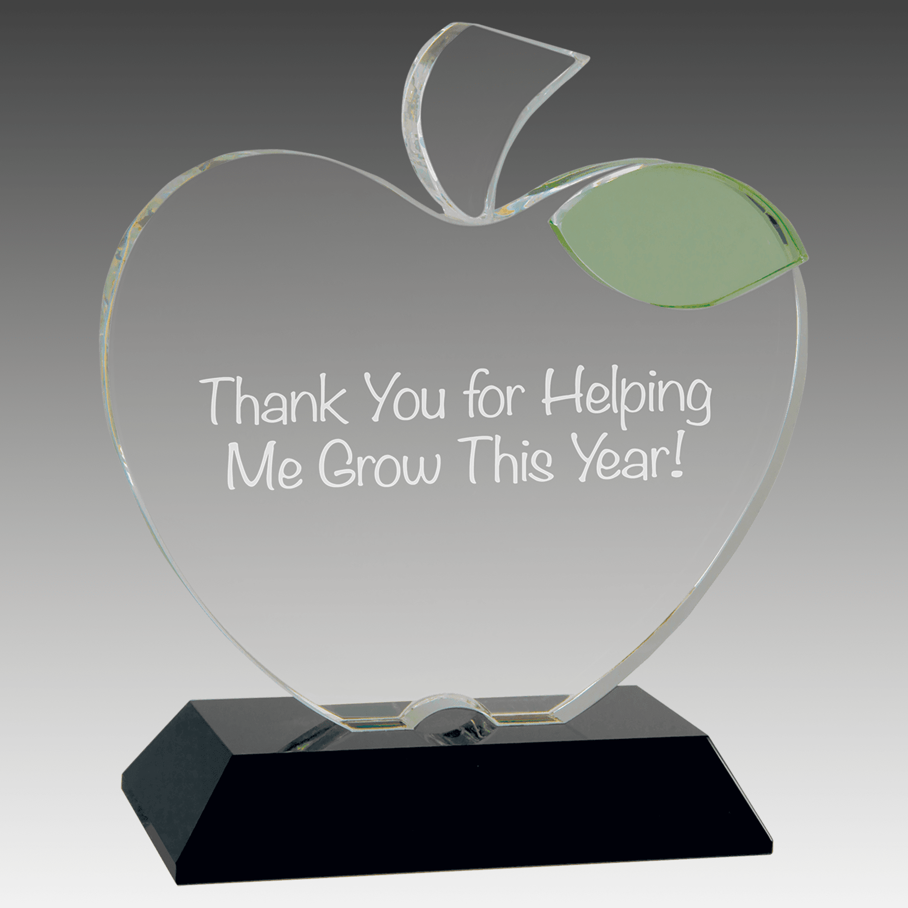 5.5" x 6.25" Crystal Apple on Black Base