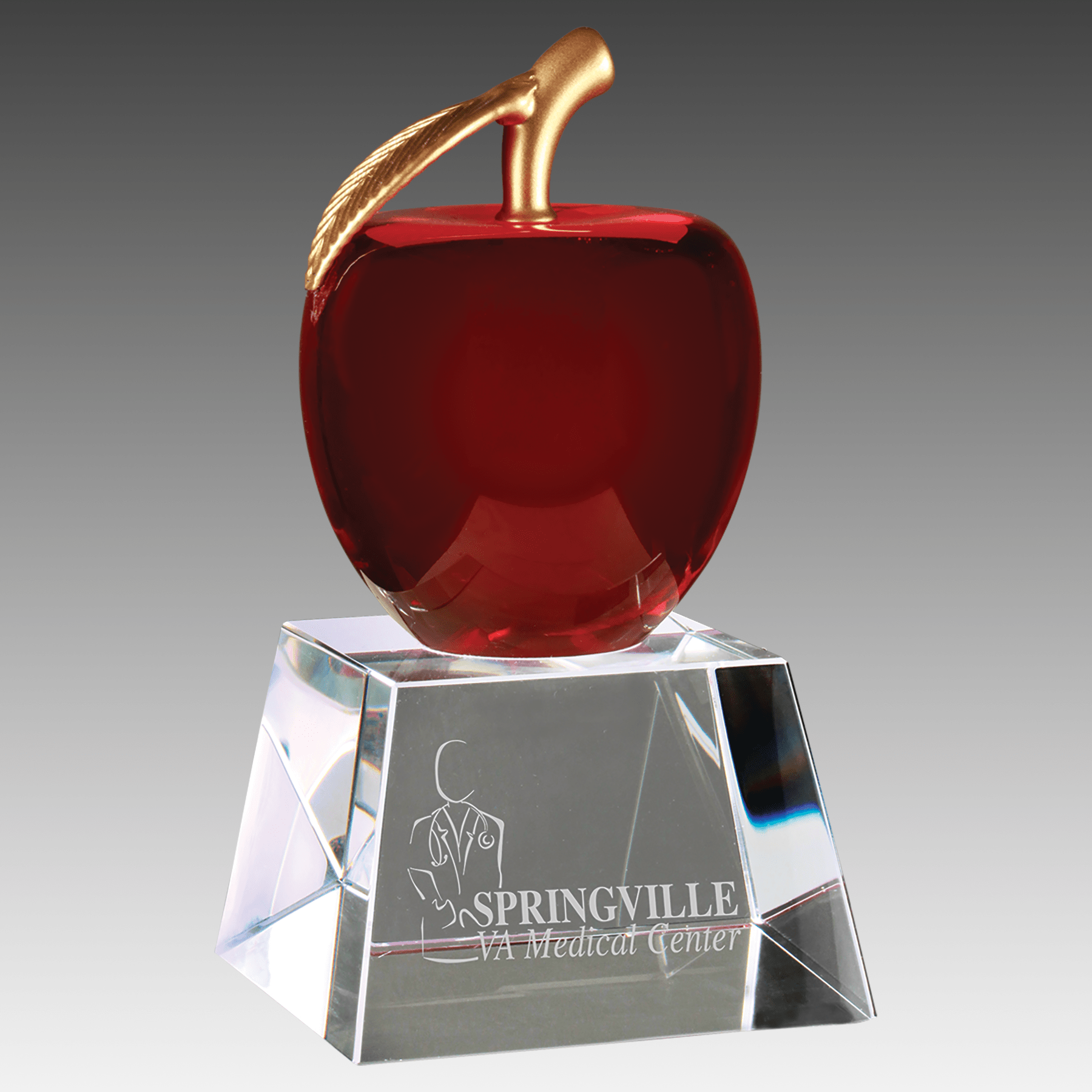 6" Red Crystal Apple with Clear Base