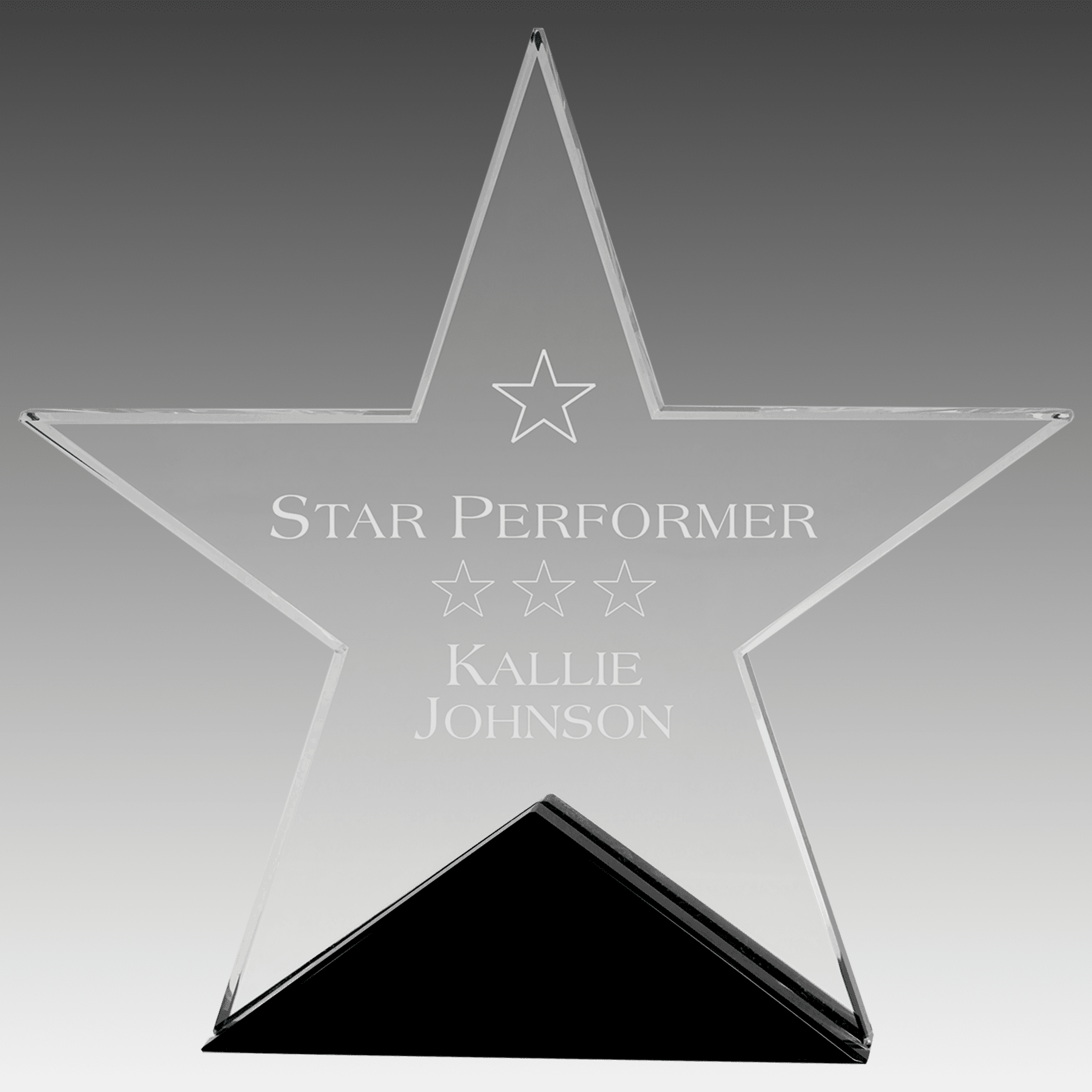 7.75" x 7.5" Clear Glass Star on Black Base