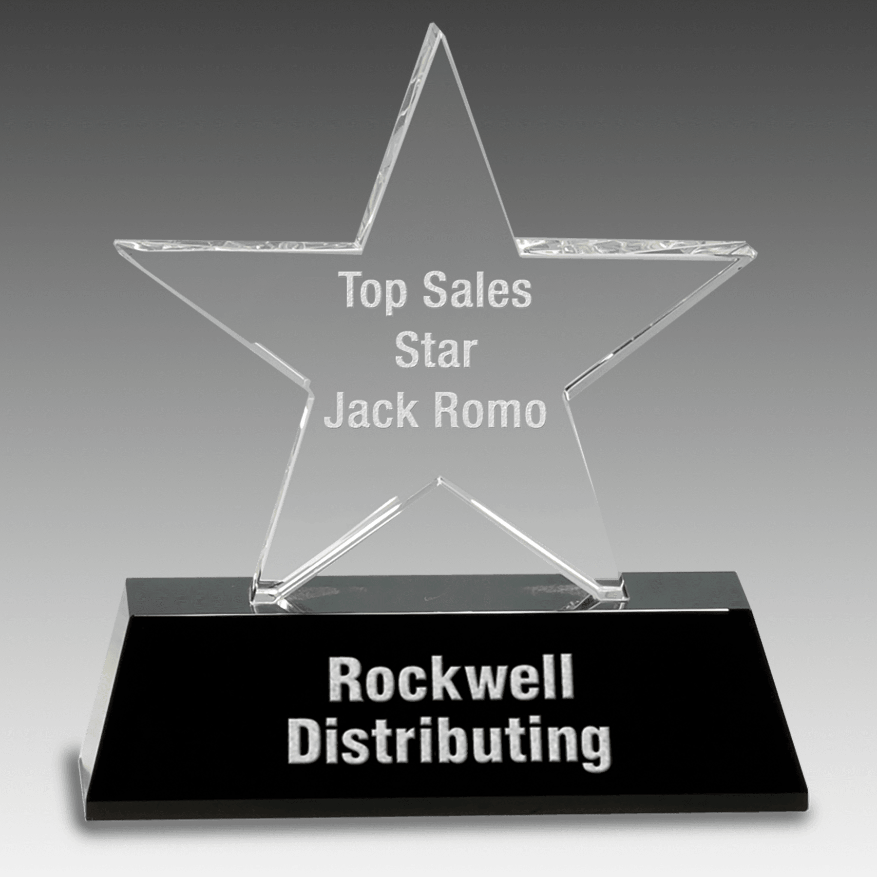 6.75" Clear Crystal Star on Black Pedestal Base