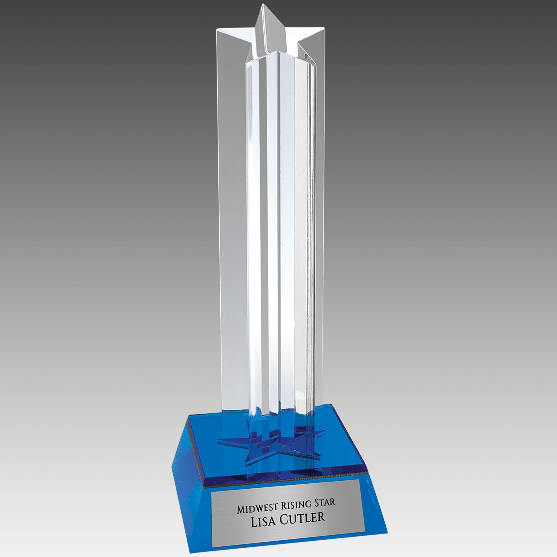 7.5" Blue Star Column Acrylic with Blue Base