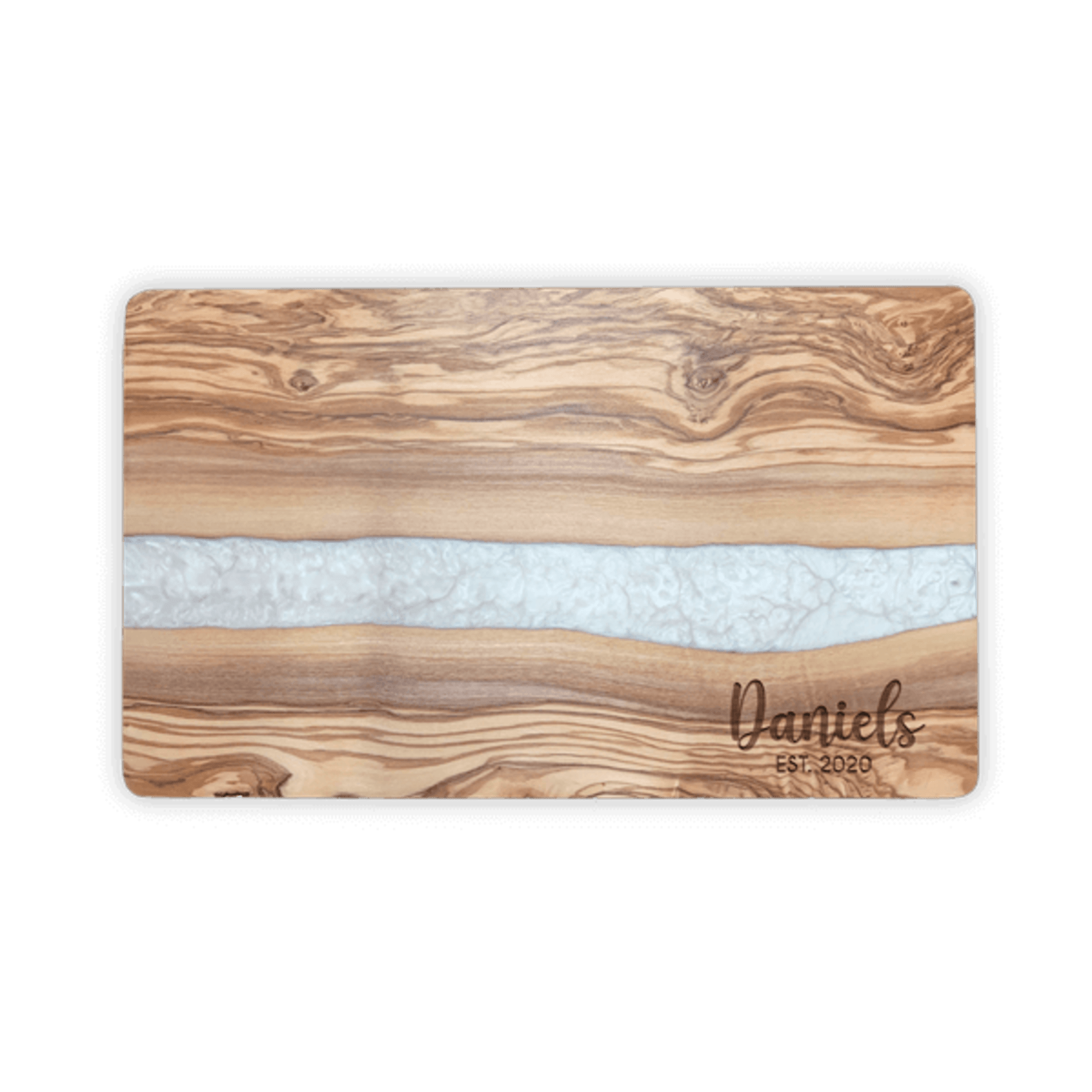 11.8" x 15.7" Olive Wood Cutting Board With Resin