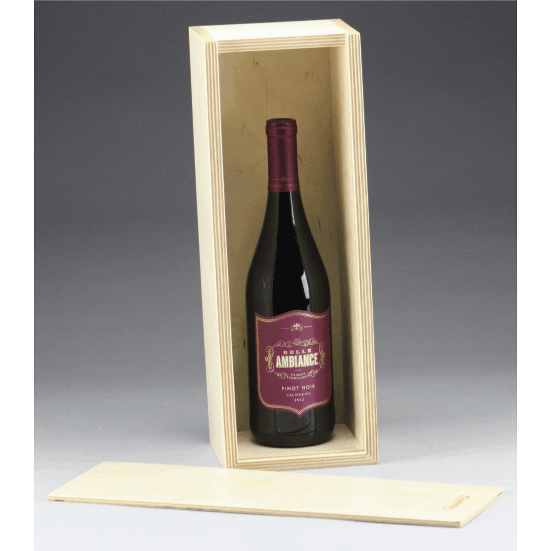 4.6" x 14.6" - Premium Birch Wood Single Wine Box - Slide Top