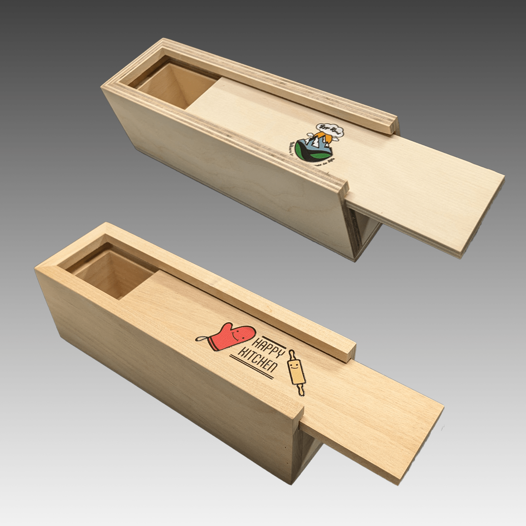 Slide Top Cigar/Pen Box with Printed Lid