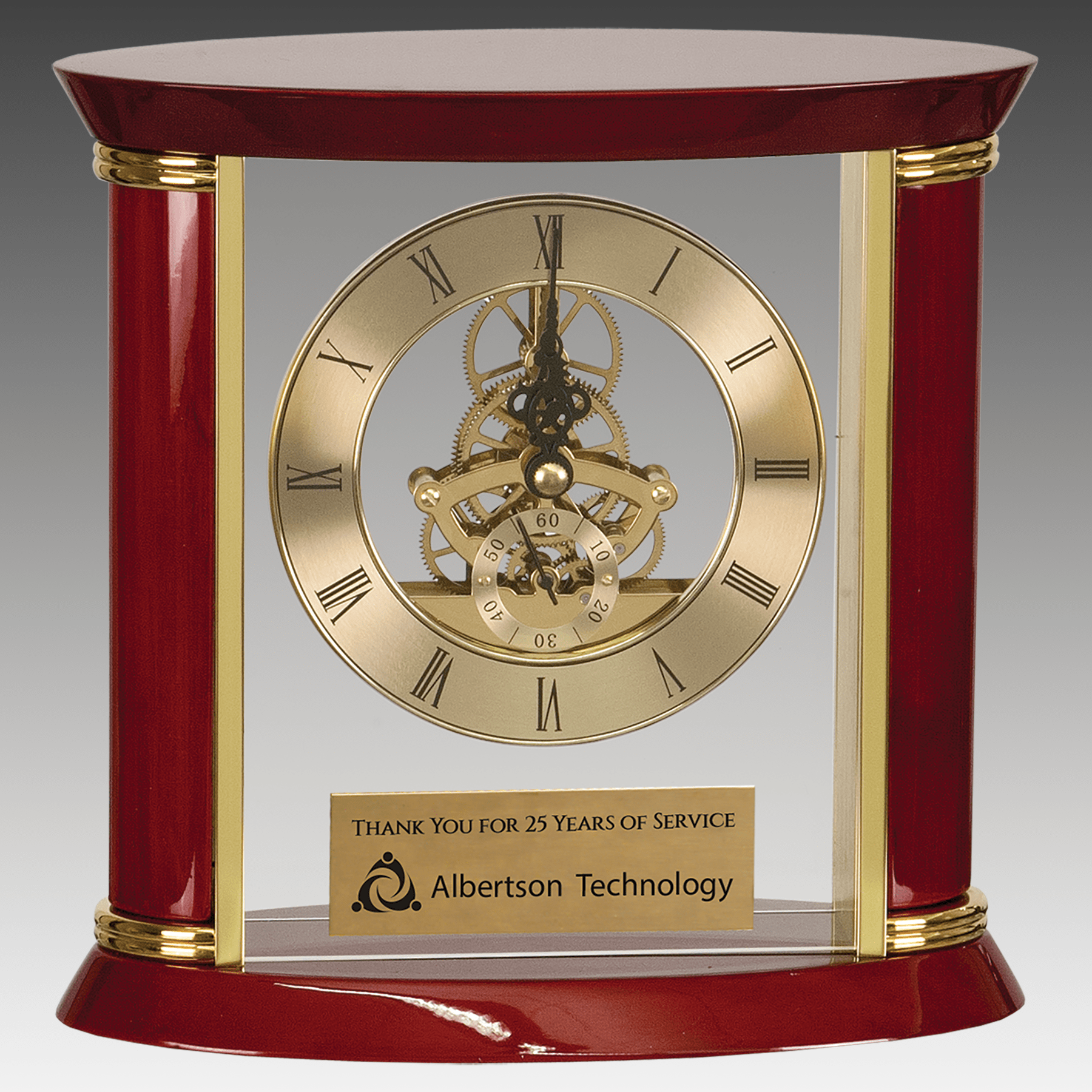 7.75" Executive Gold & Rosewood Piano Finish Clock