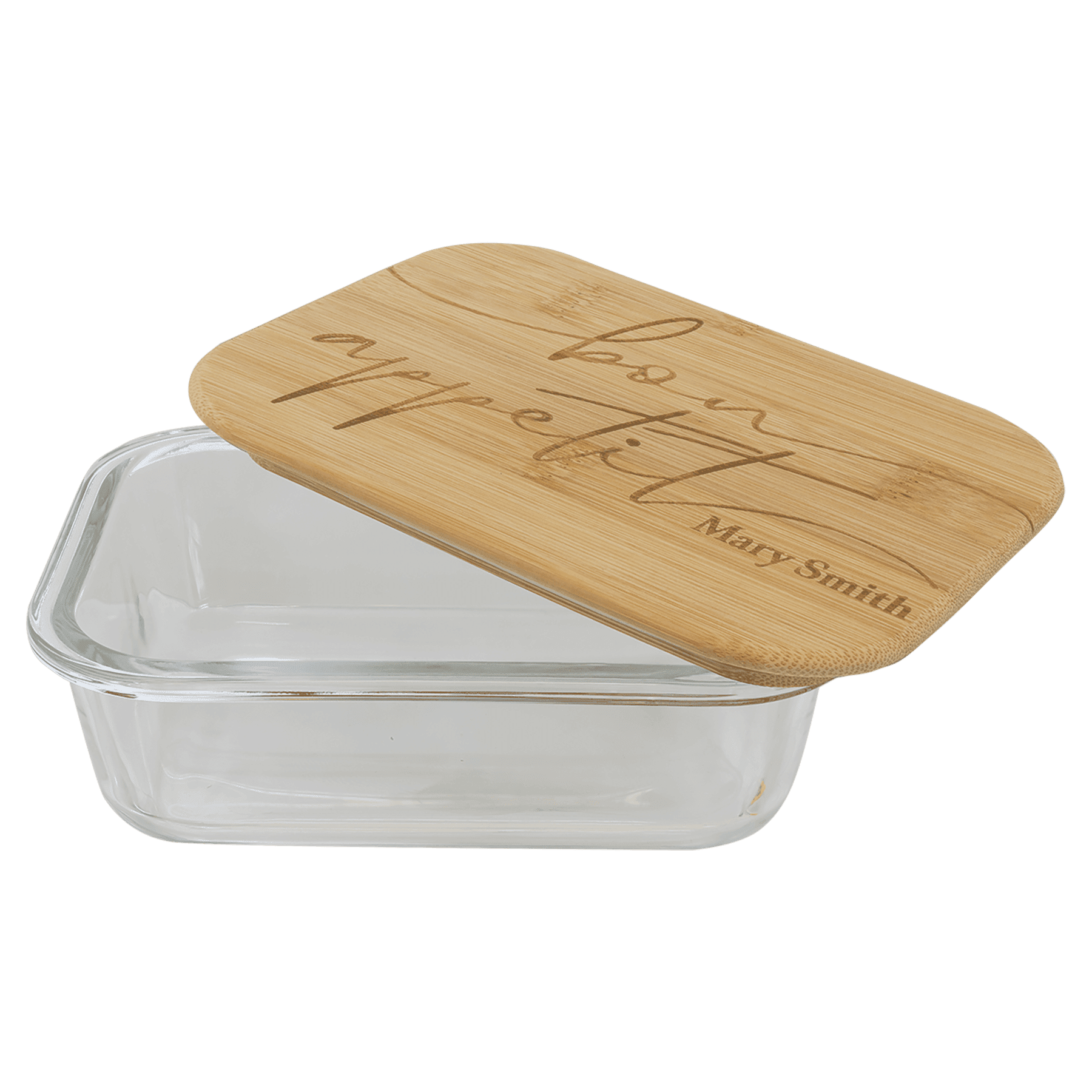 21 oz. Rectangle Glass Container with Bamboo Lid
