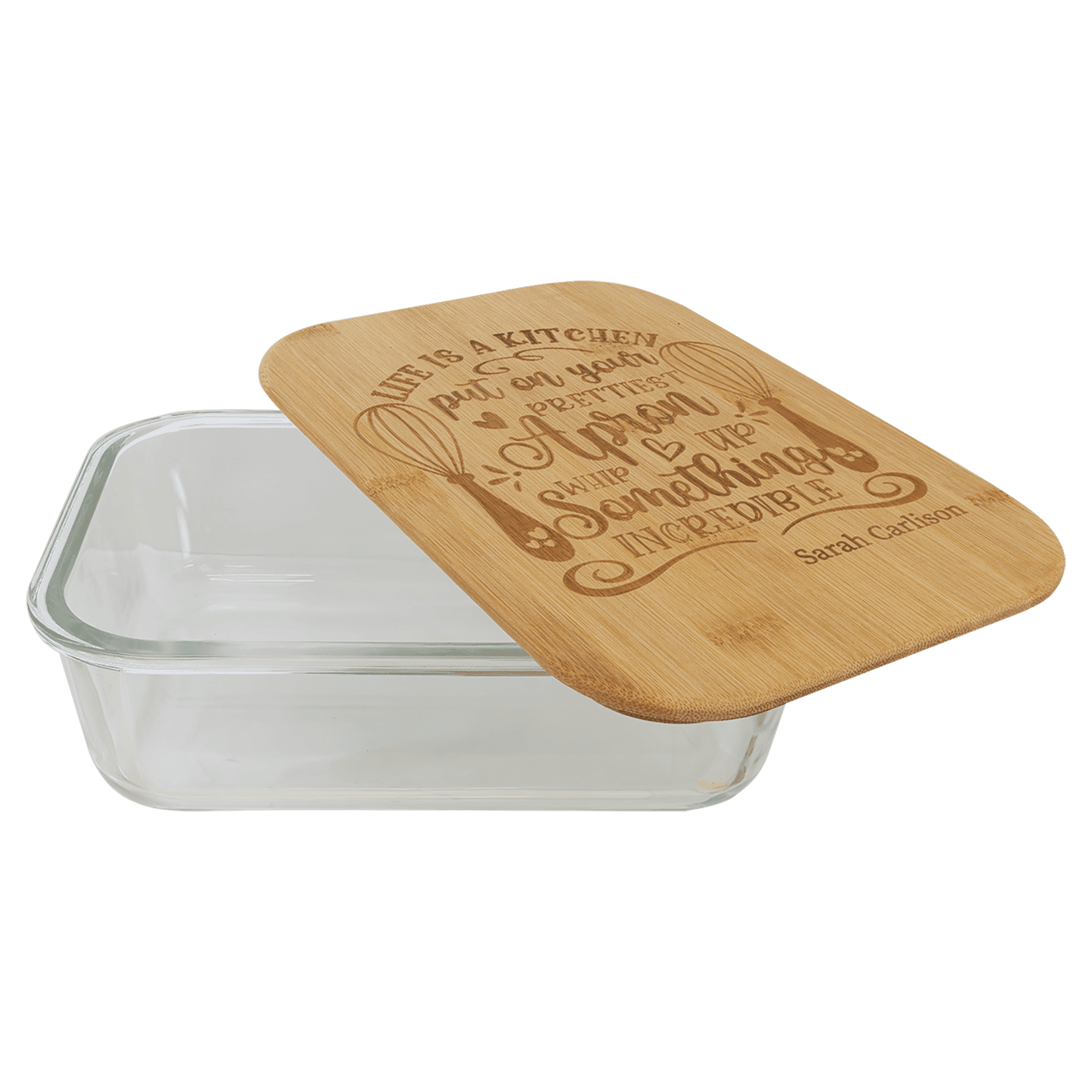 50 oz. Rectangle Glass Container with Bamboo Lid