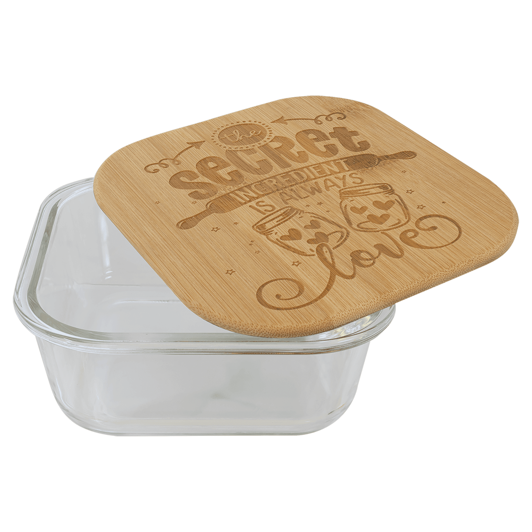 27 oz. Square Glass Container with Bamboo Lid