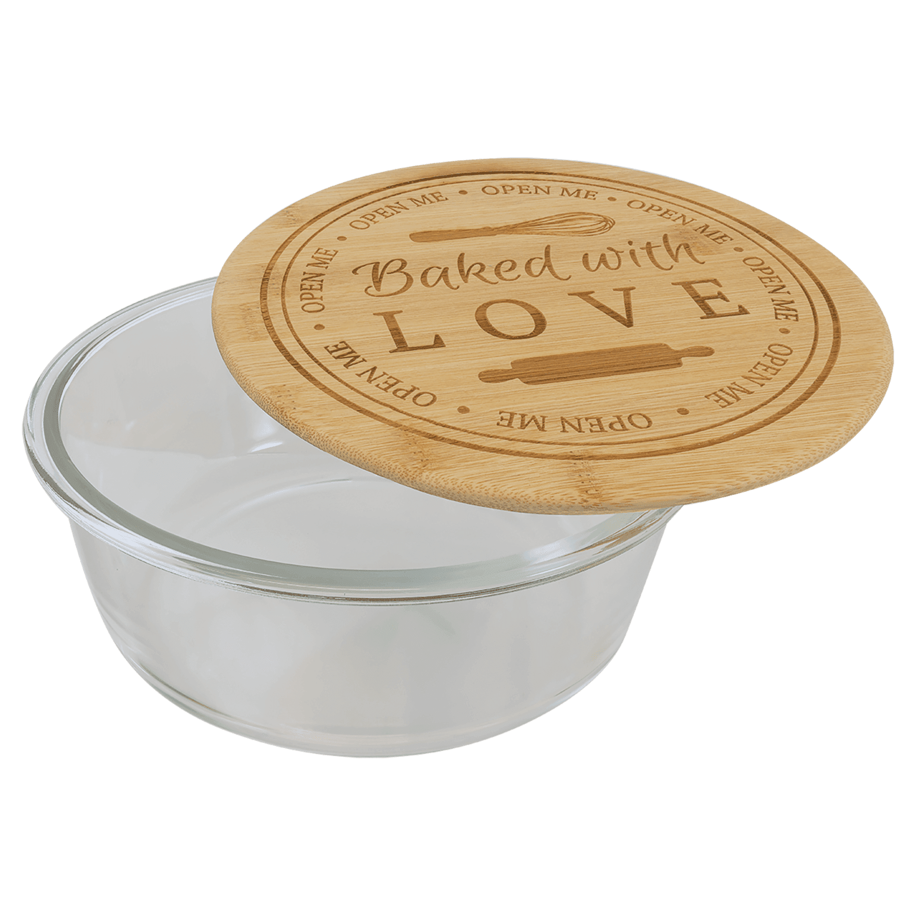 44 oz. Round Glass Container with Bamboo Lid