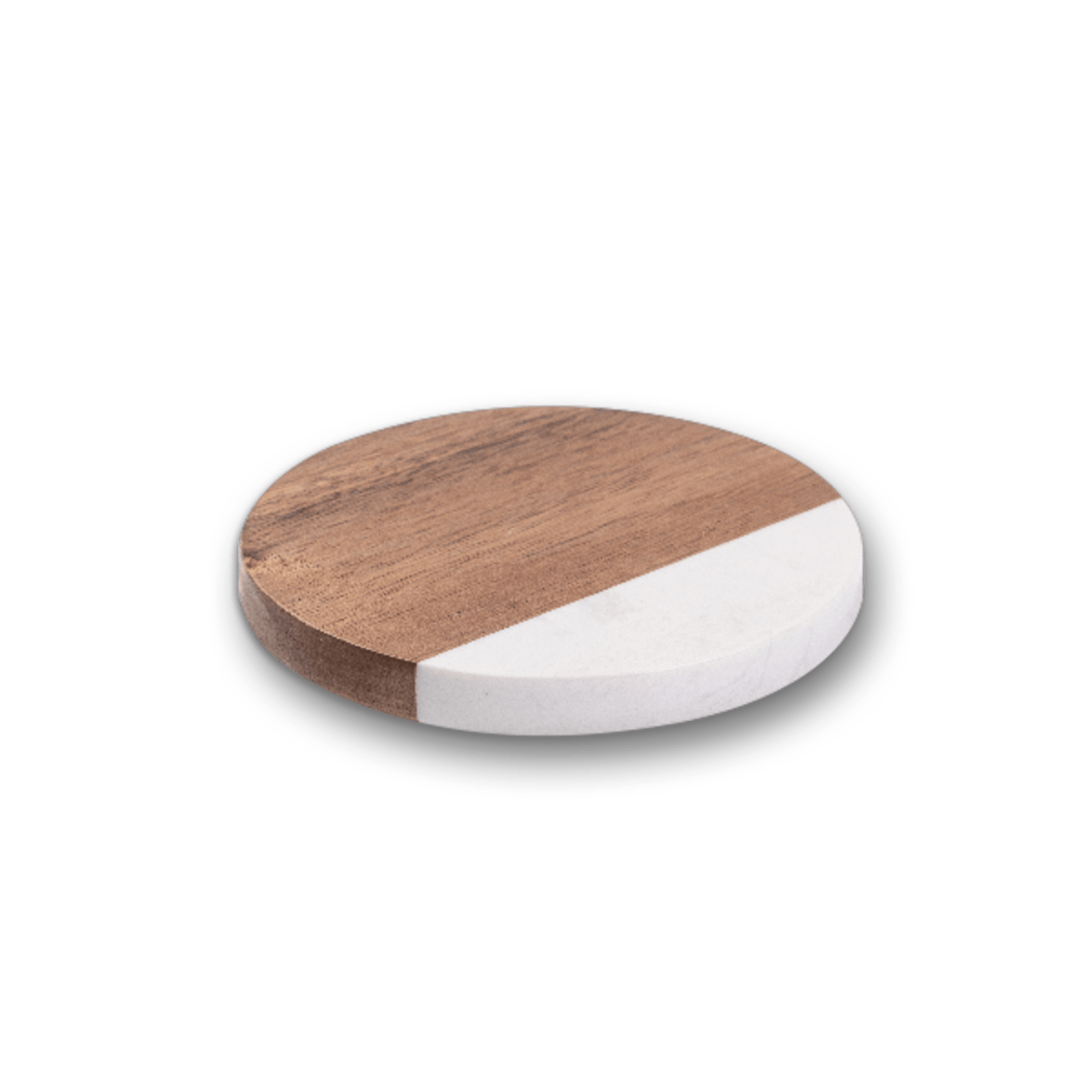 4" Round Acacia Wood and Marble Coaster