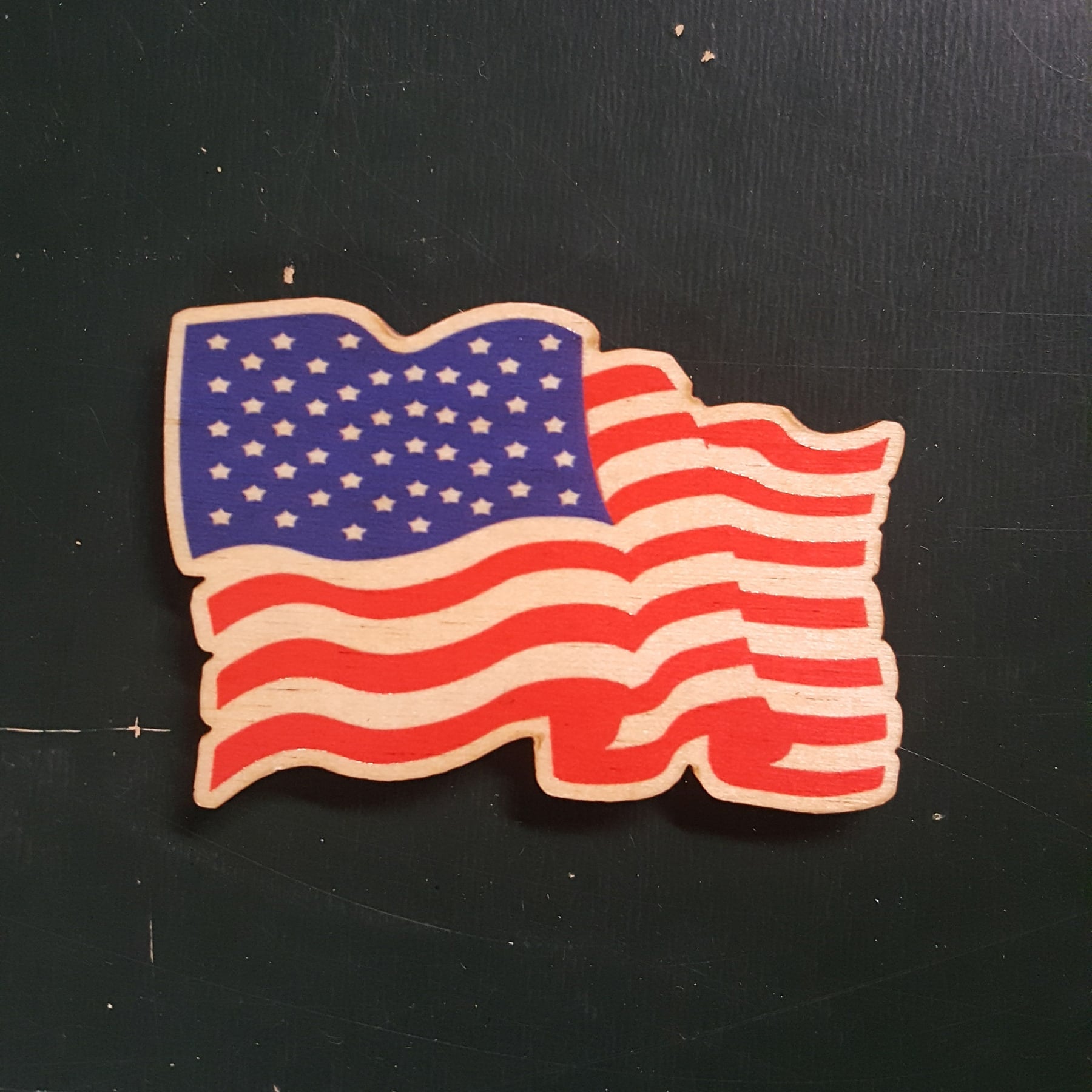 1.8" x 2.6" - Waving American Flag Hardwood Magnets