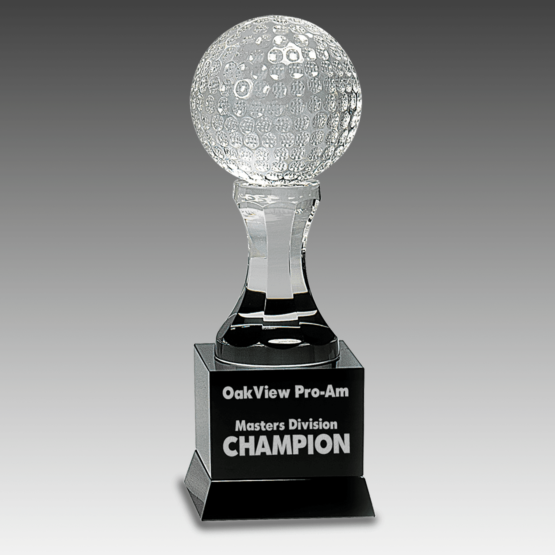 9" Crystal Golf Ball on Black Pedestal Base