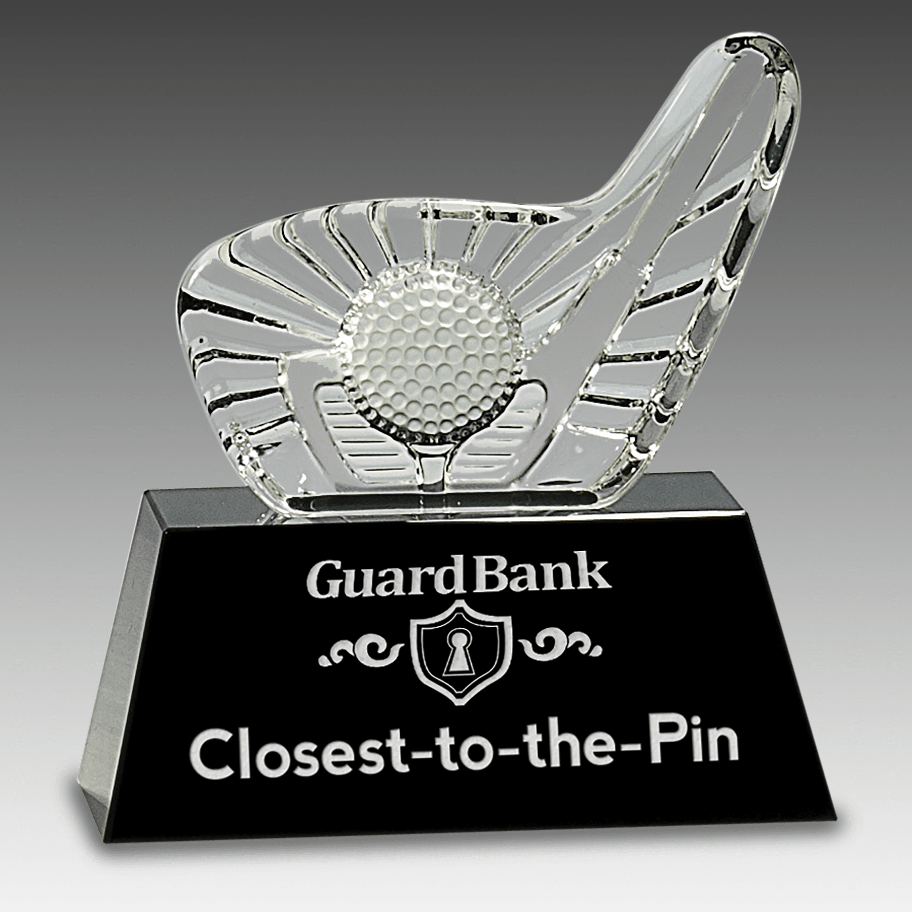 6" Crystal Golf Club & Ball on Black Base