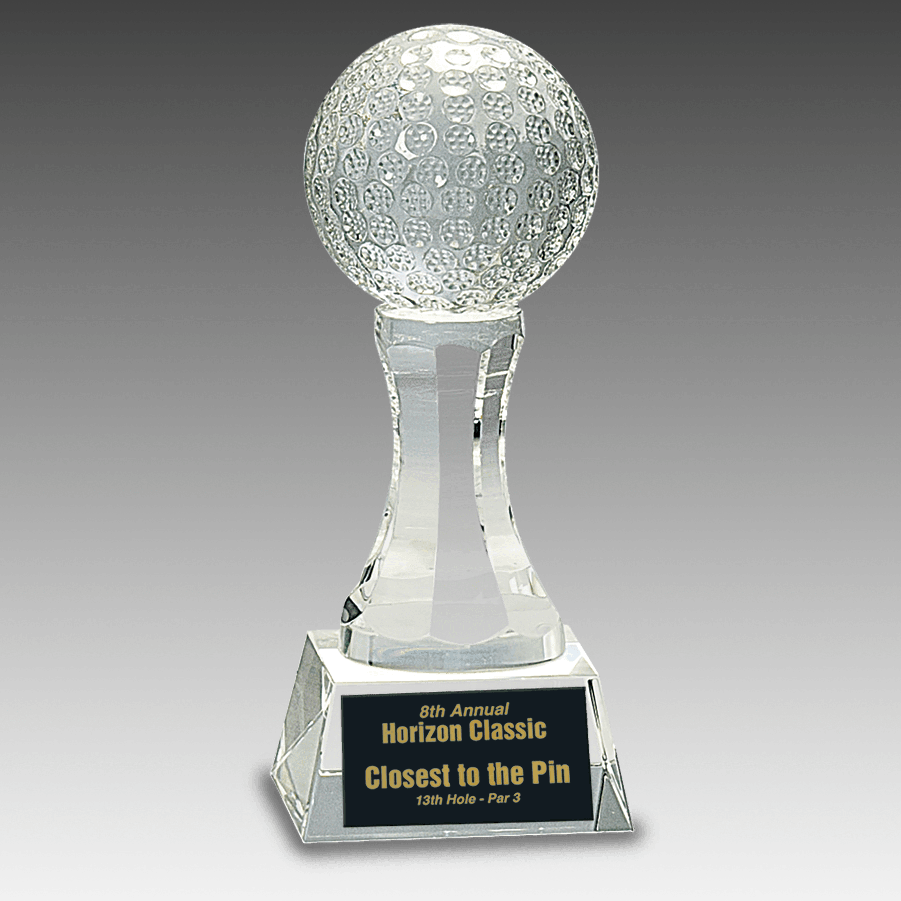 6" Crystal Golf Ball on Clear Pedestal Base