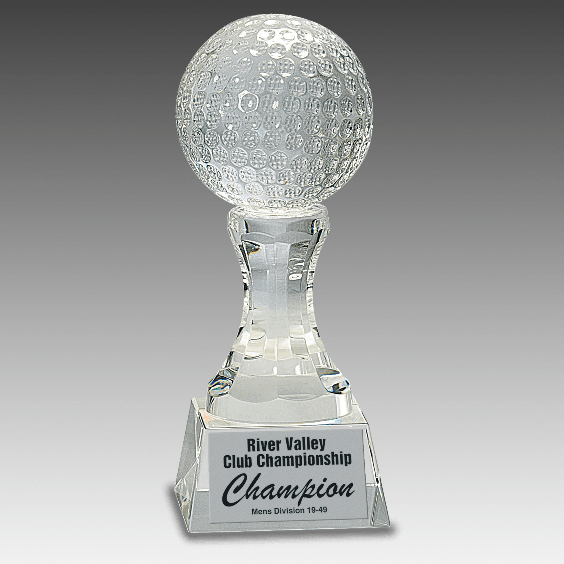 7.75" Crystal Golf Ball on Clear Pedestal Base
