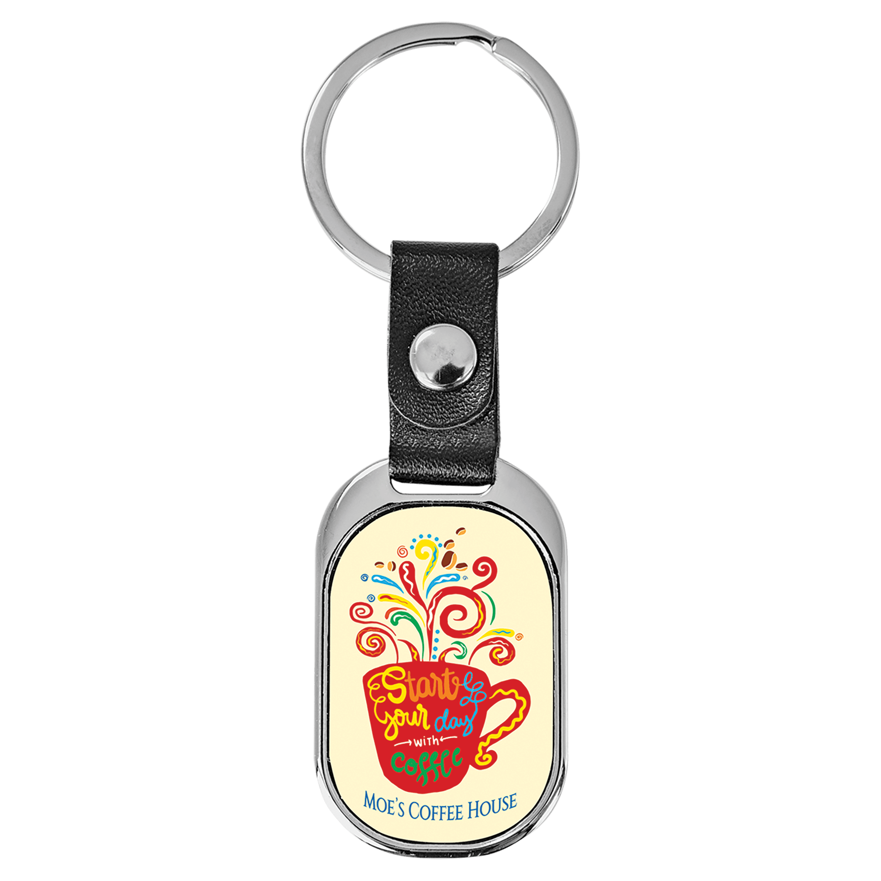 3.6" x 1.4" Oval Sublimatable Keychain with White Insert