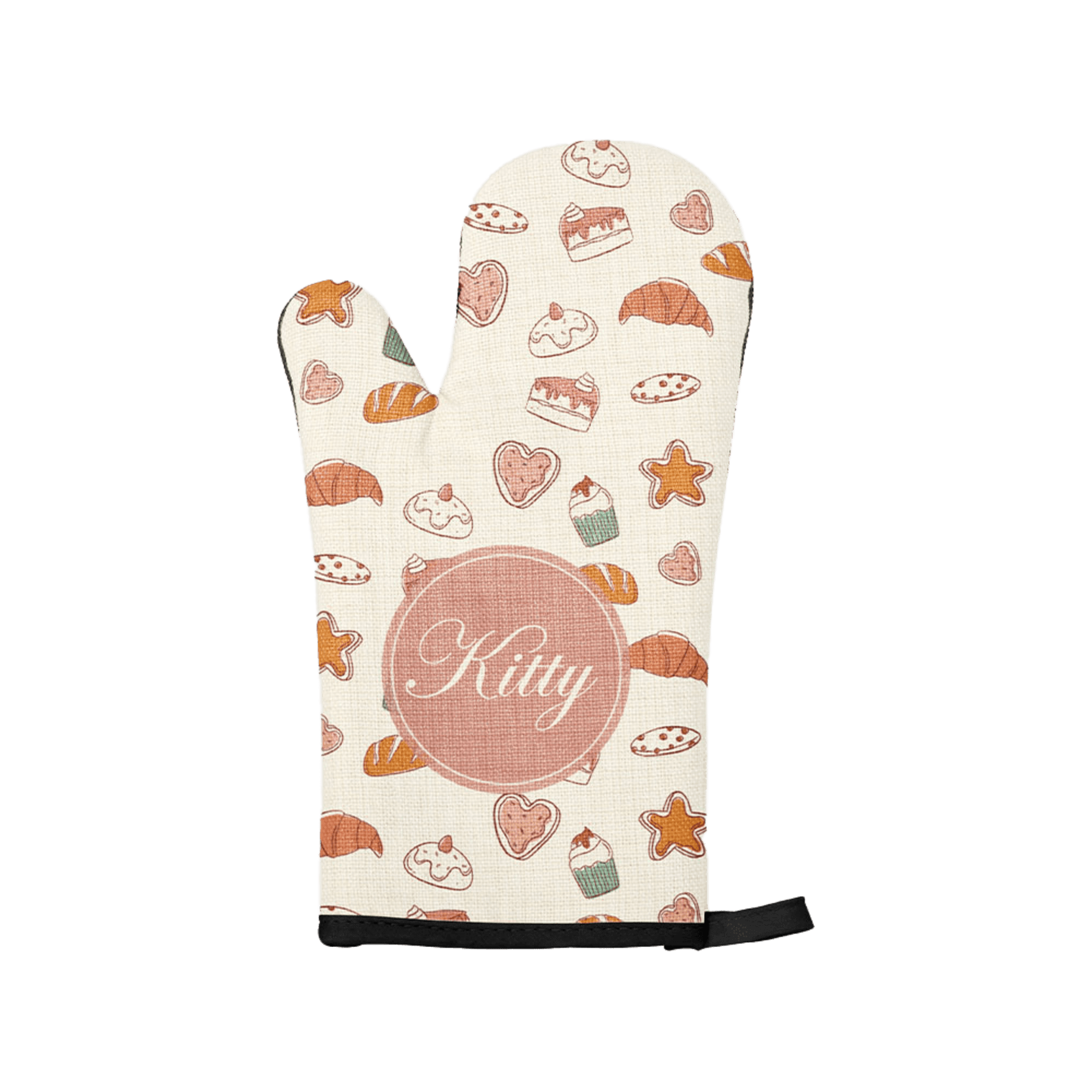 Linen Oven Mitt with Black Trim