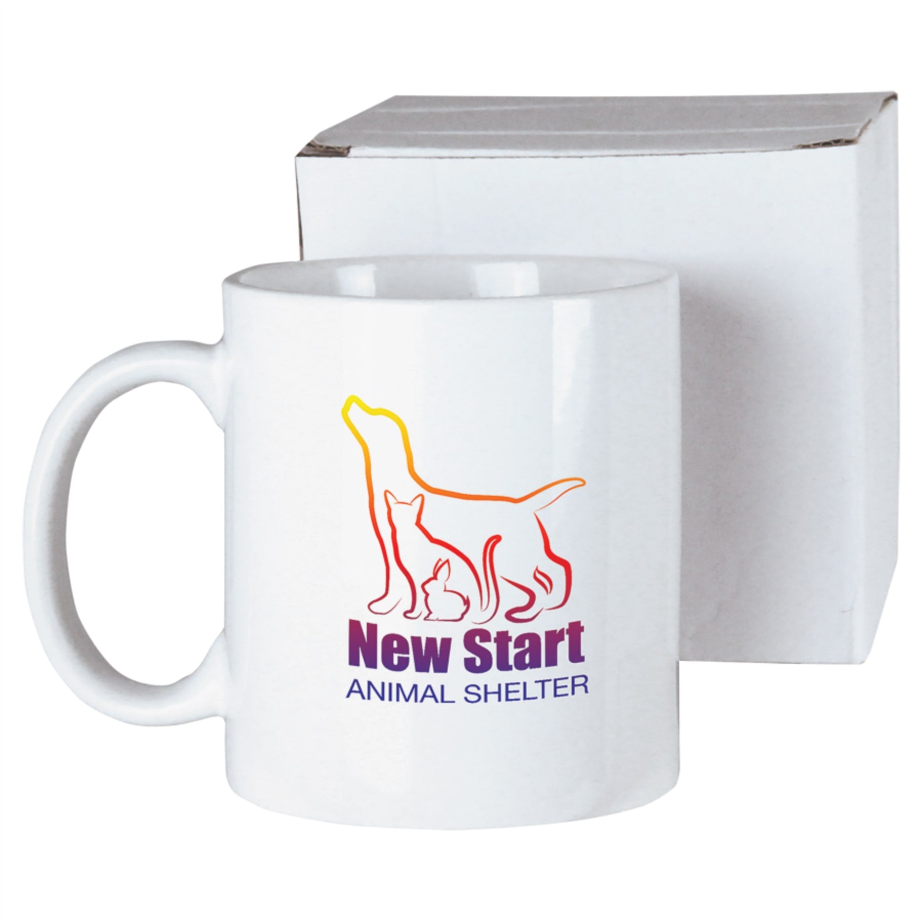 11 oz. White Ceramic Mug with White Box