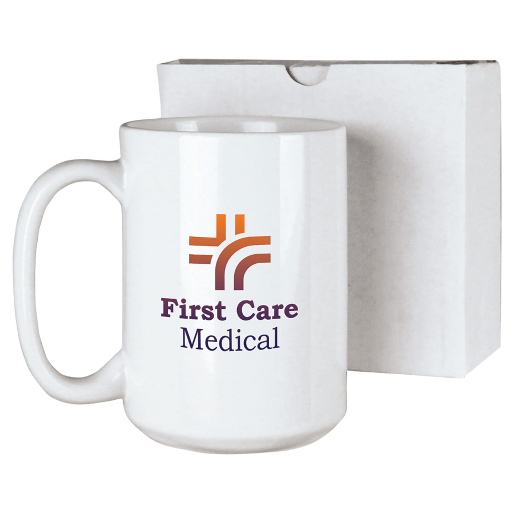 15 oz. White Ceramic Mug with White Box