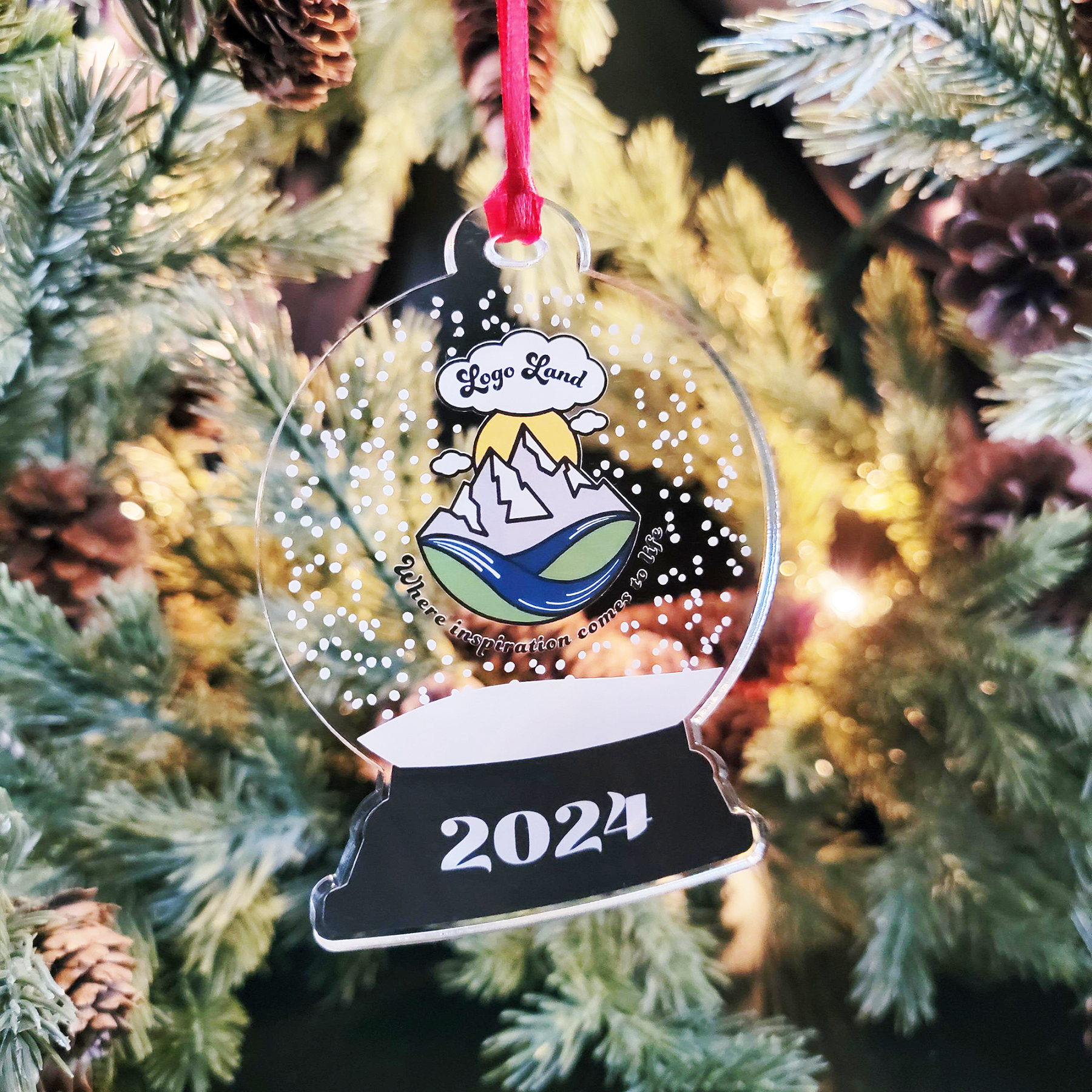 Custom Printed Acrylic Snowglobe Ornament - OA06