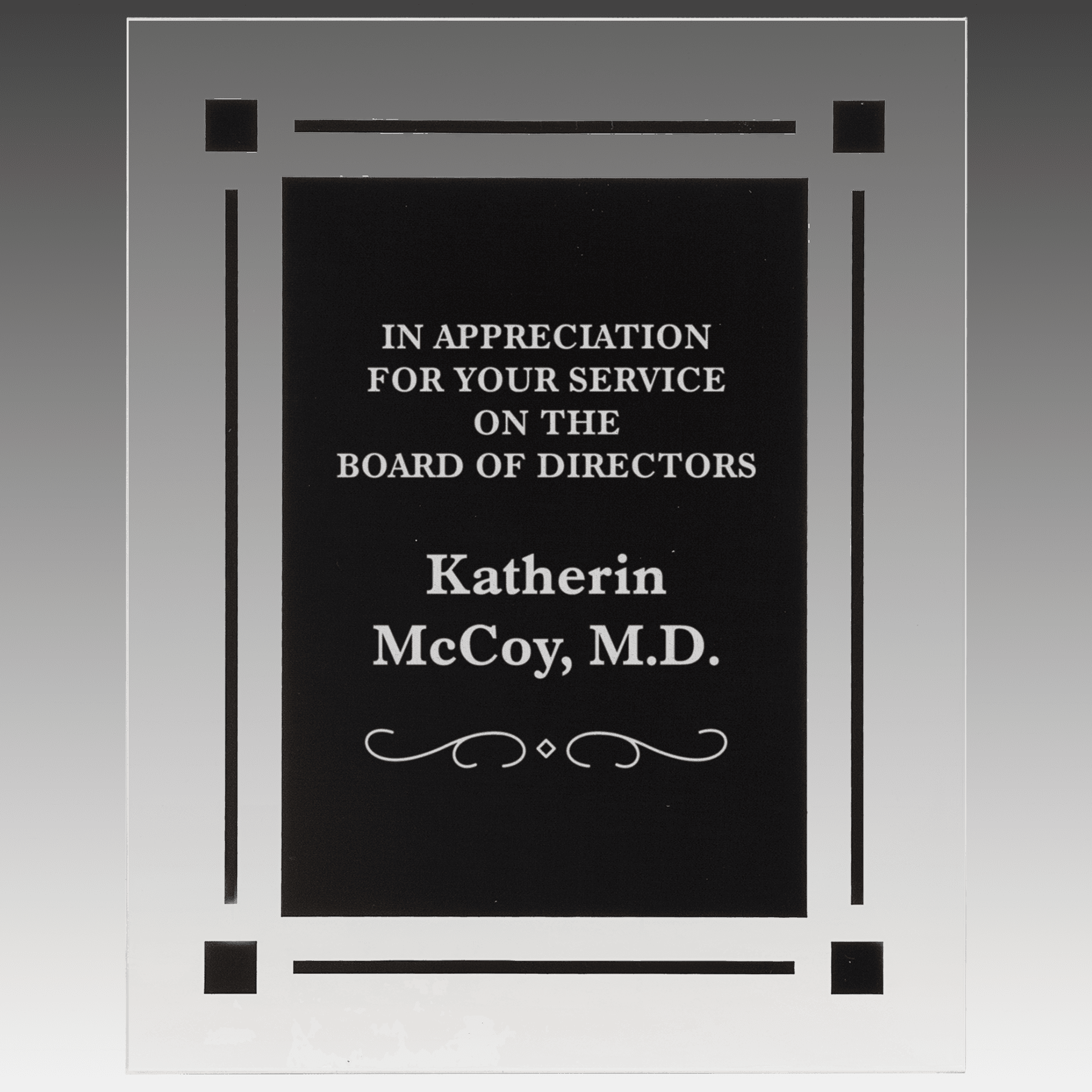 9" x 11" Solid Black Acrylic Clear Plaq