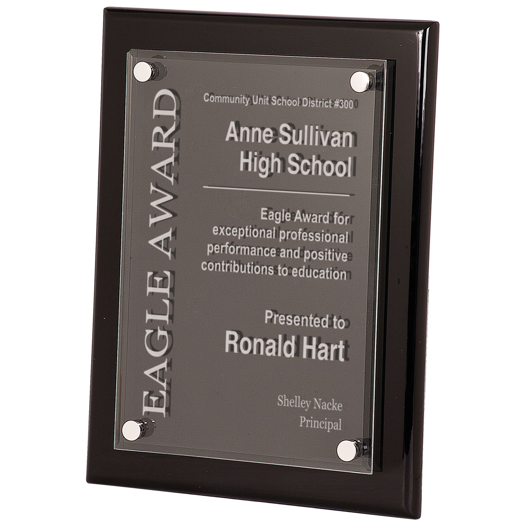 10.5" x 13" Black Piano Finish Floating Acrylic Plaque