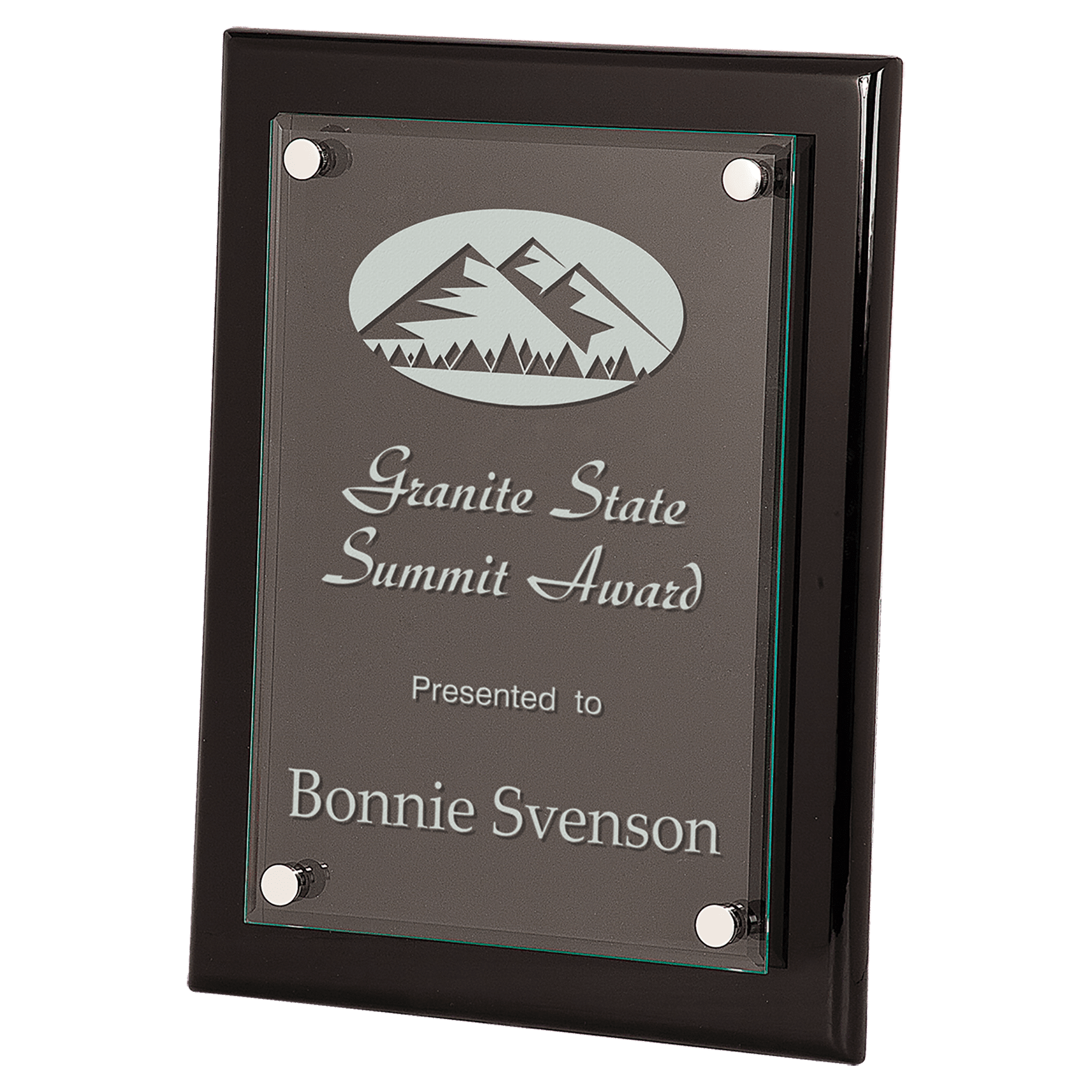 9" x 12" Black Piano Finish Floating Glass Plaque