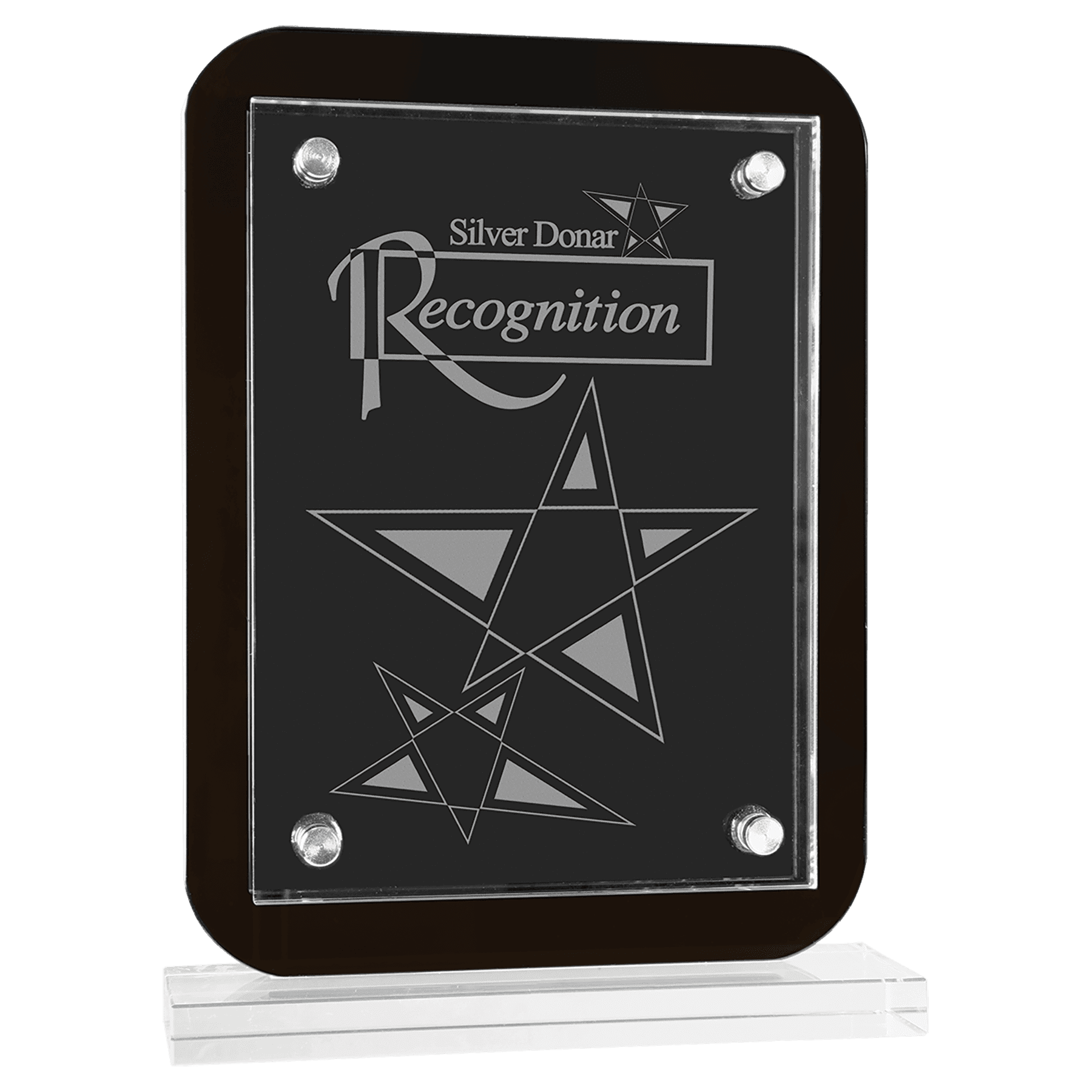 7.5" x 10" Black Floating Glass Standup Plaque