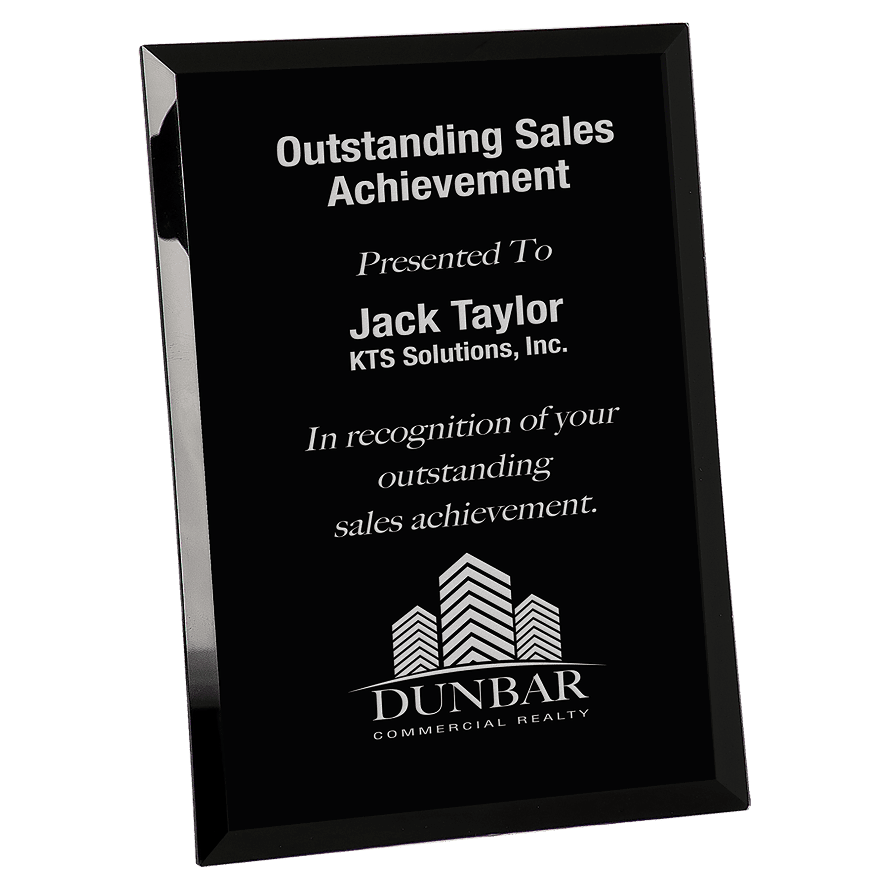 9" x 12" Black Glass Mirror Plaque